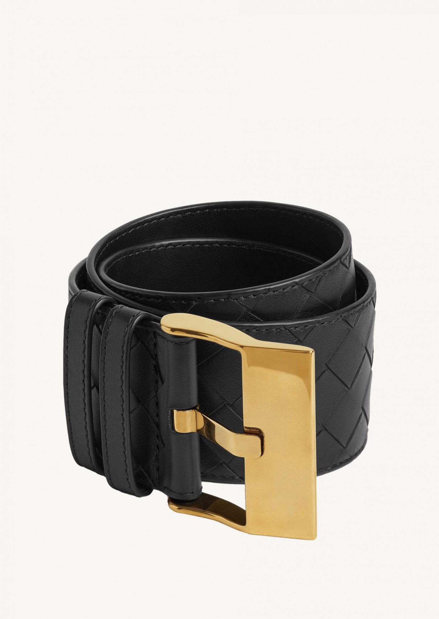 ベルト Bottega Veneta Black Leather Watch Belt Bottega Veneta Men's Watch-Buckle Intrecciato Leather Belt