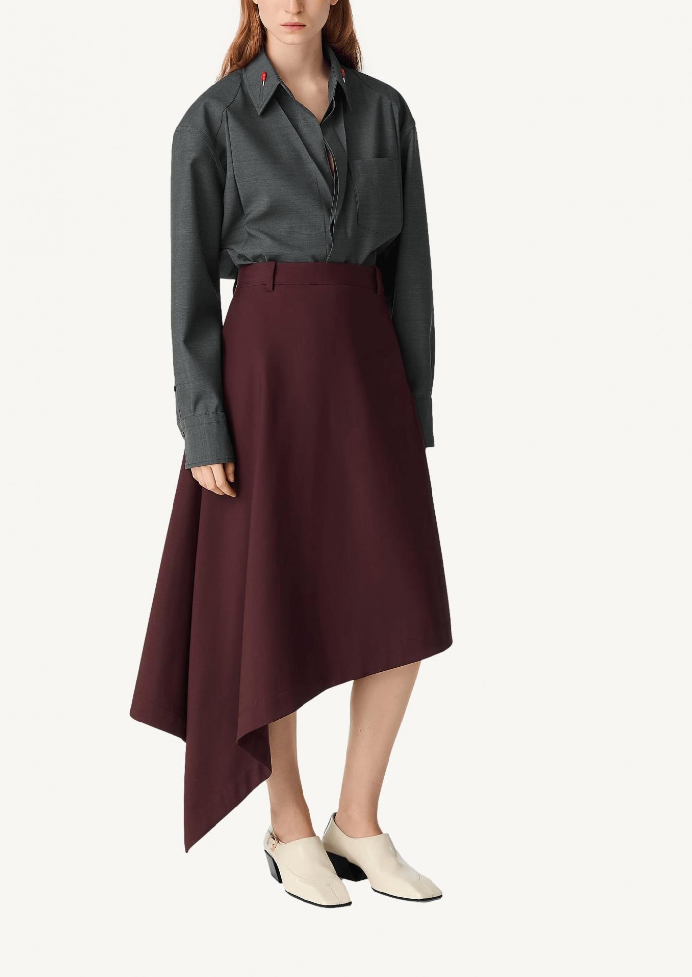 Subtly striped wool skirt