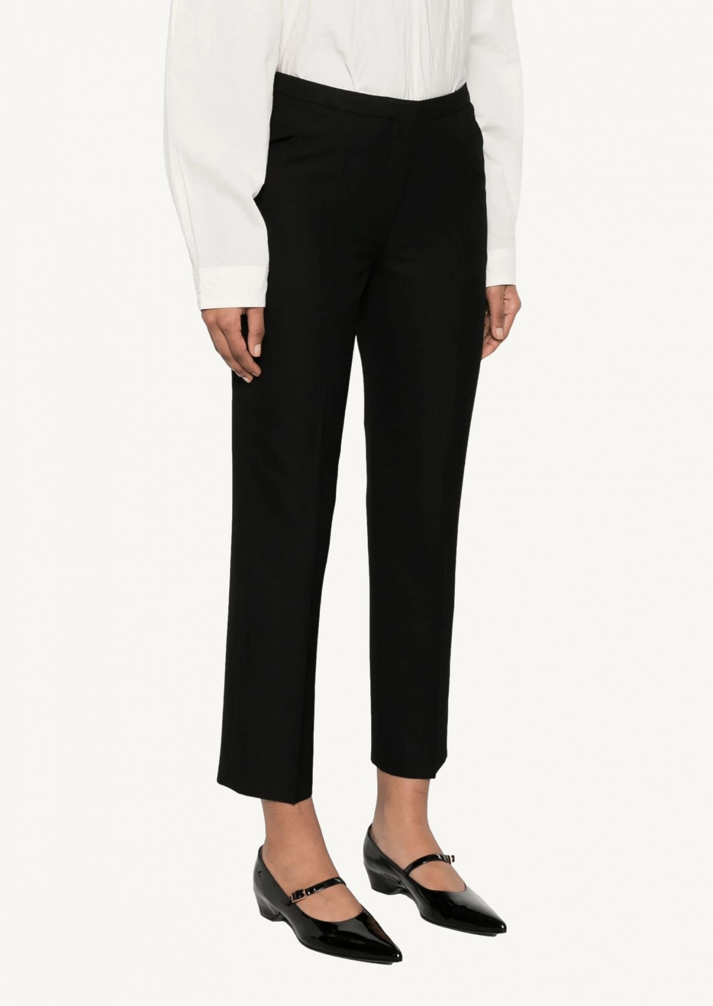Black straight-leg cropped trousers