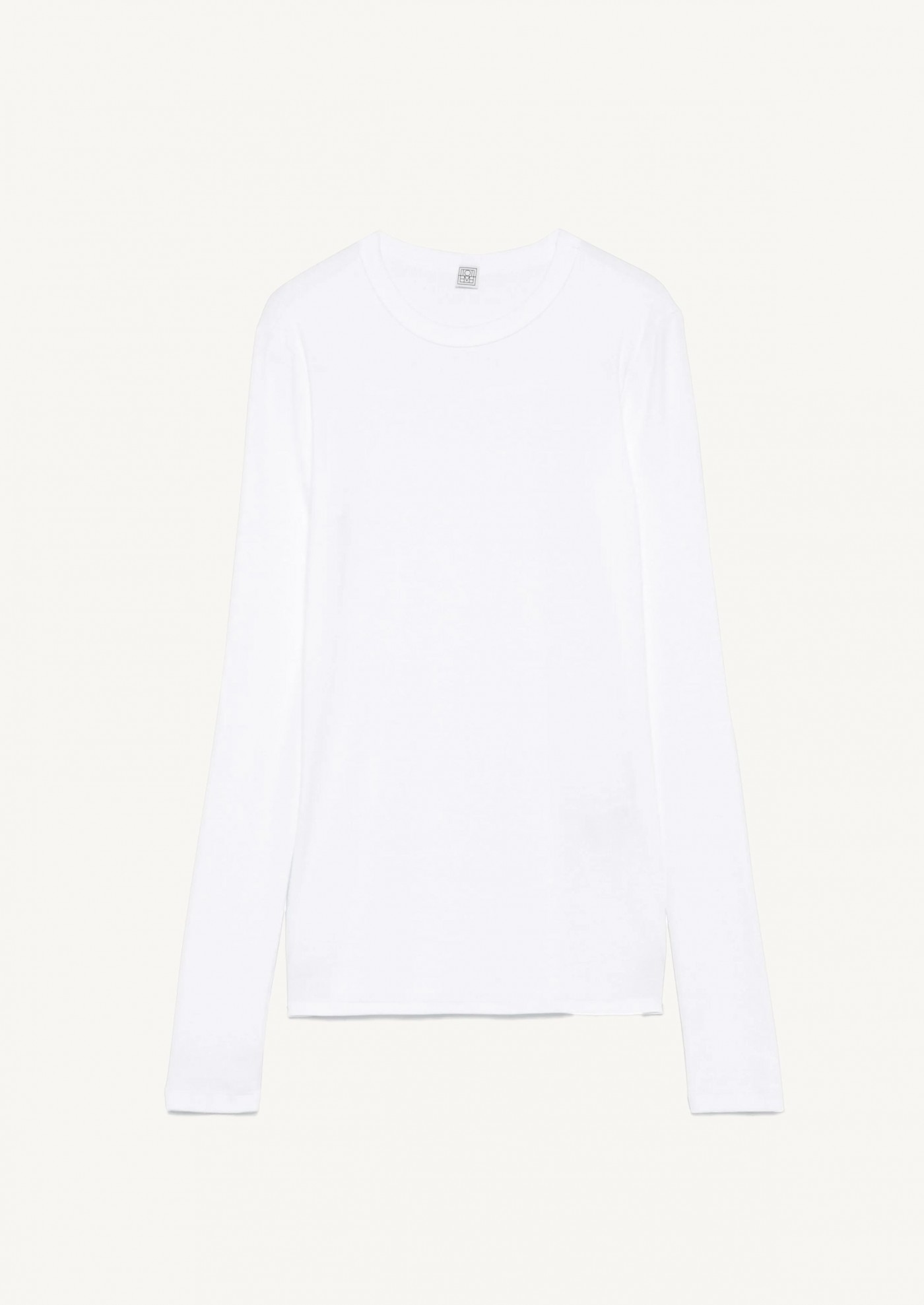 White long-sleeved jersey T-shirt