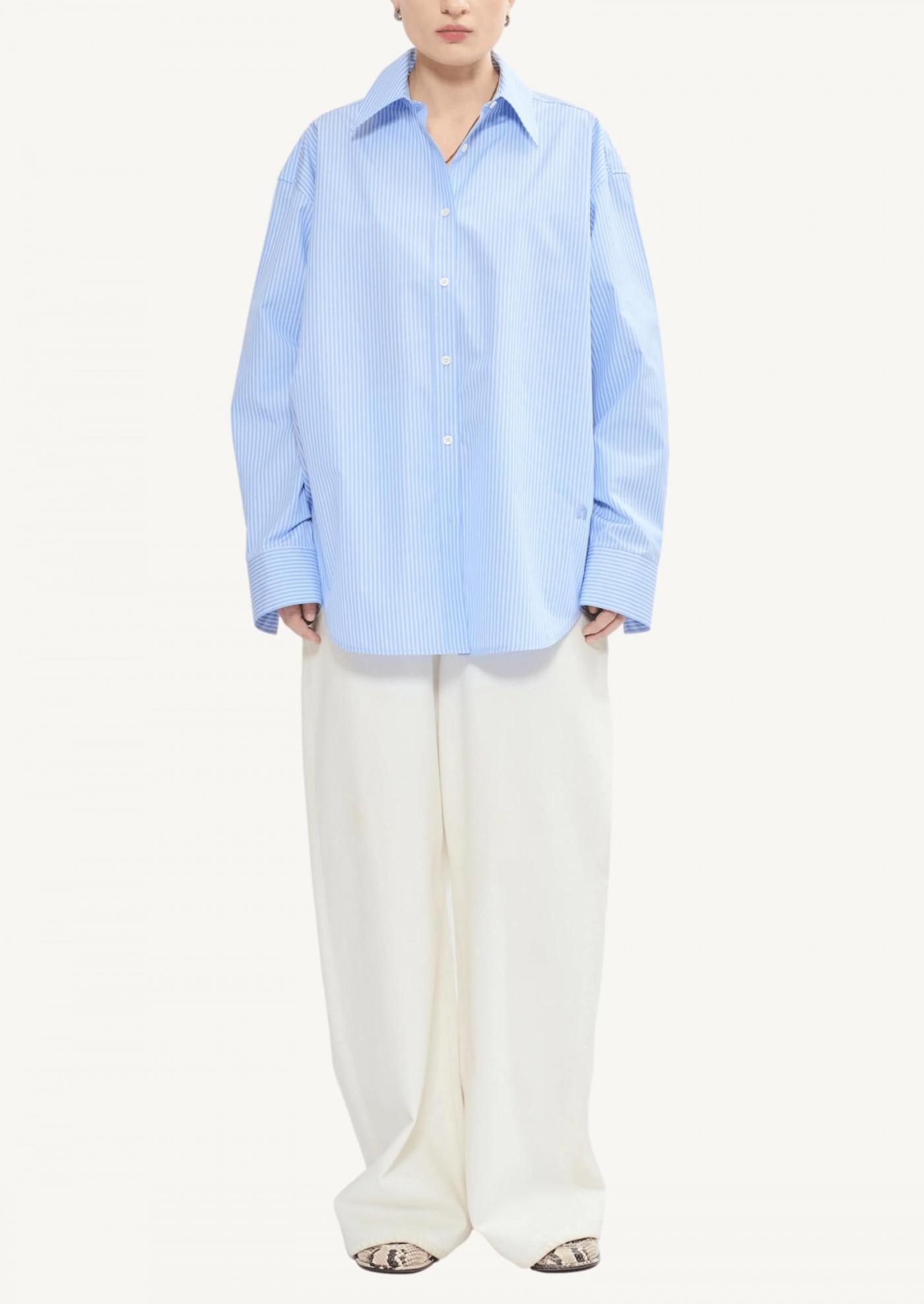 Relaxed-fit pinstripe poplin shirt