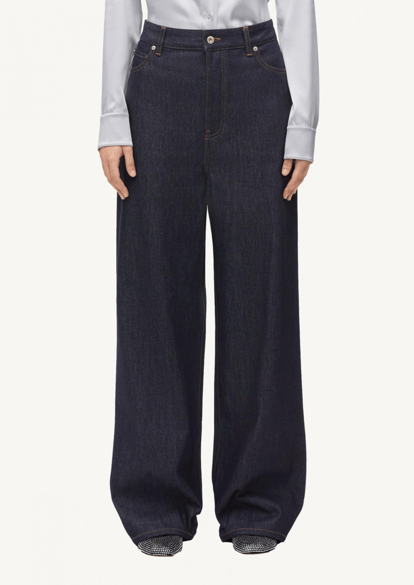 Denim raw blue high-waisted jeans