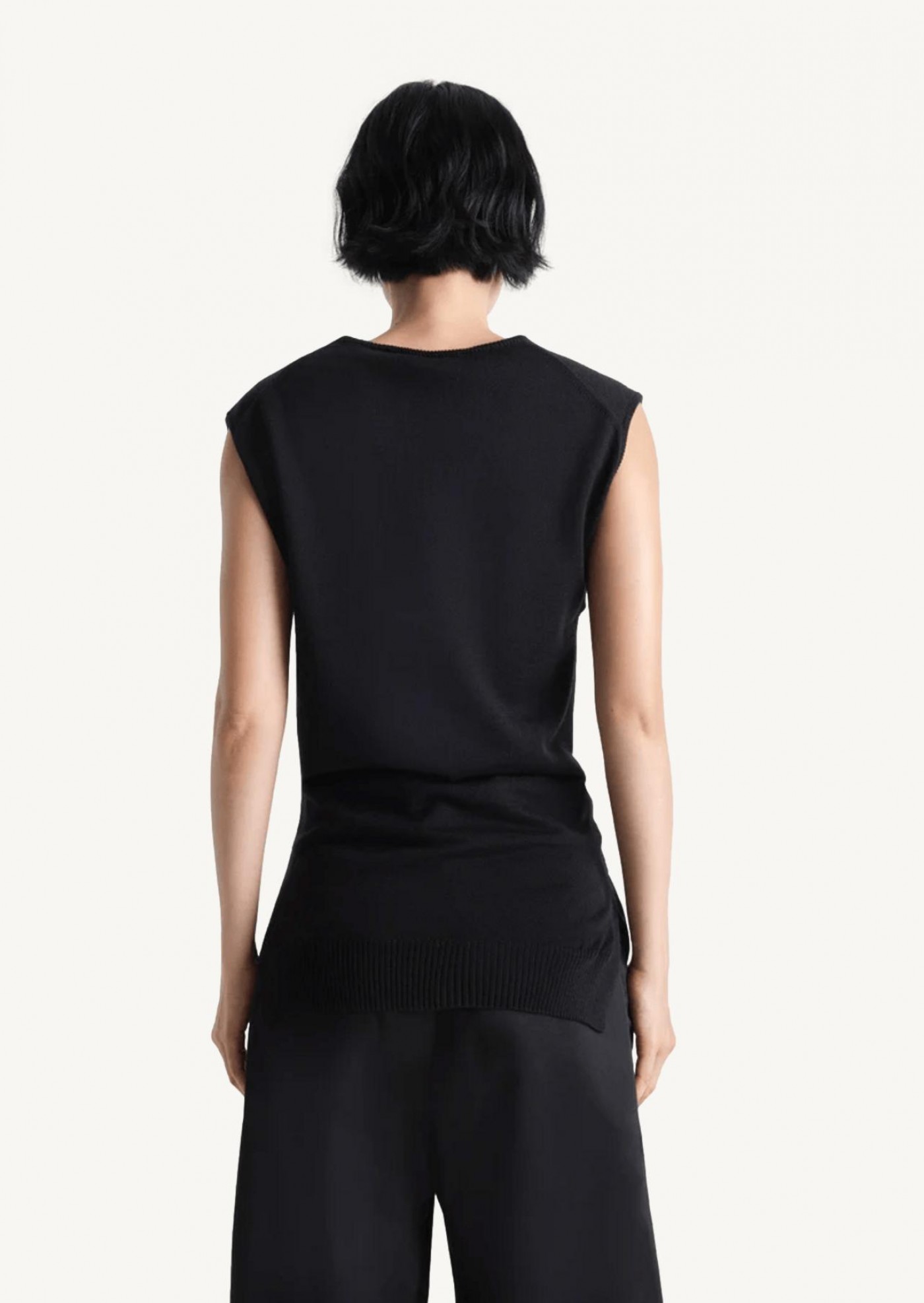 Pull sans manches trompe-l'œil noir Lemaire Pull sans manches trompe-l'œil noir Lemaire