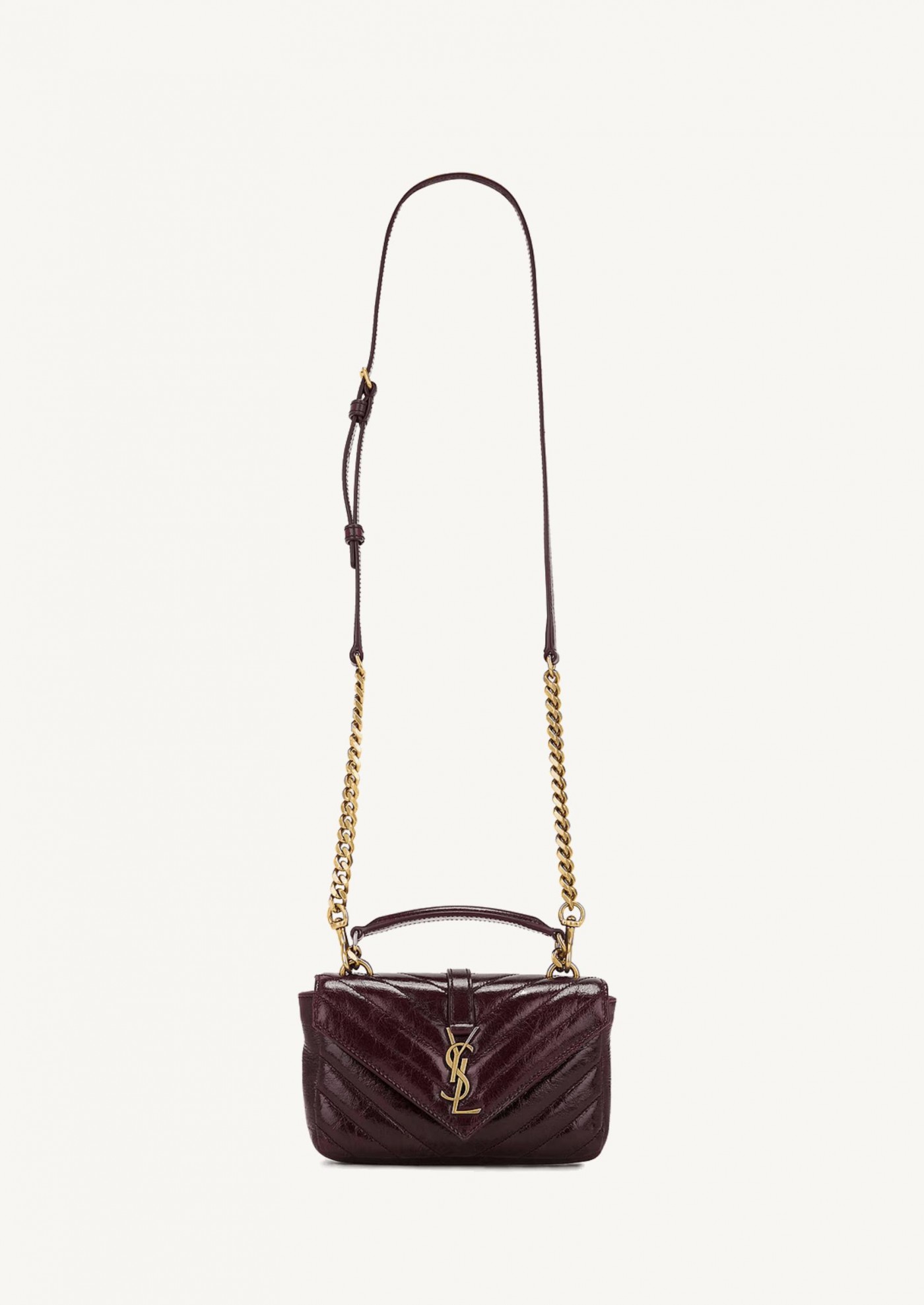 Mini college en cuir brillant hot wine Saint Laurent Mini college en cuir brillant hot wine Saint Laurent