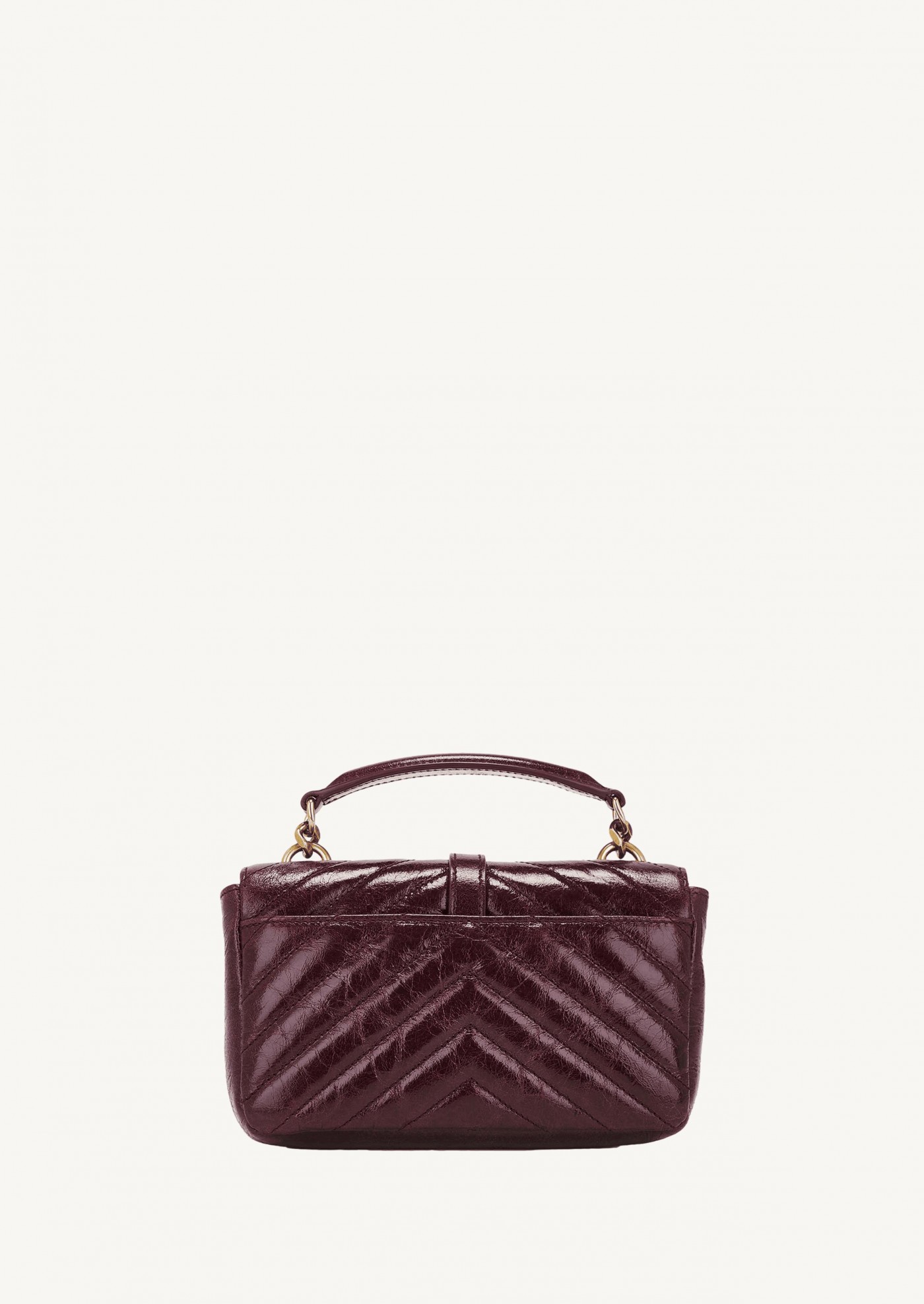 Mini college in glossy leather hot wine