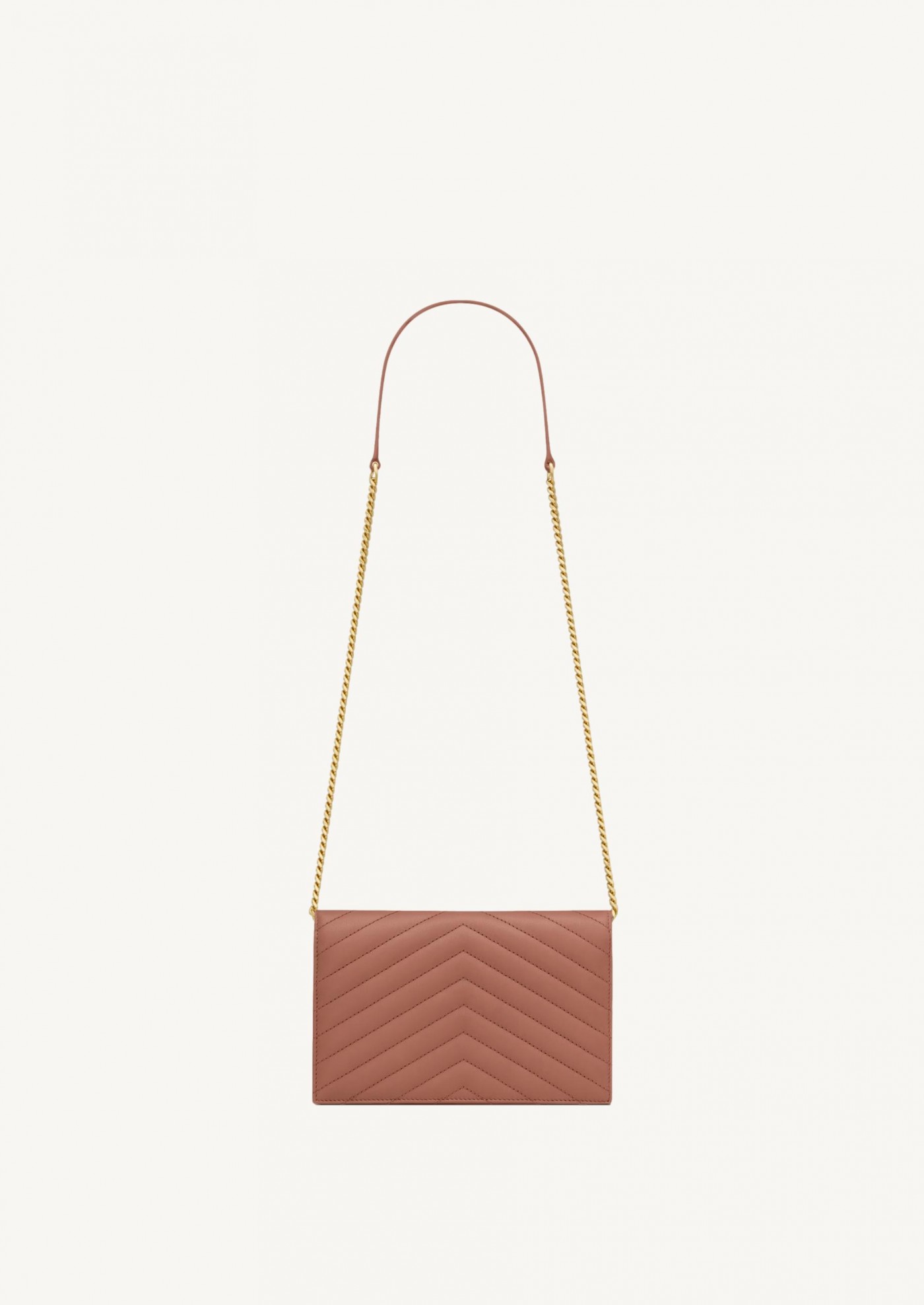 Cassandre envelope chain wallet in lambskin leather pink barely