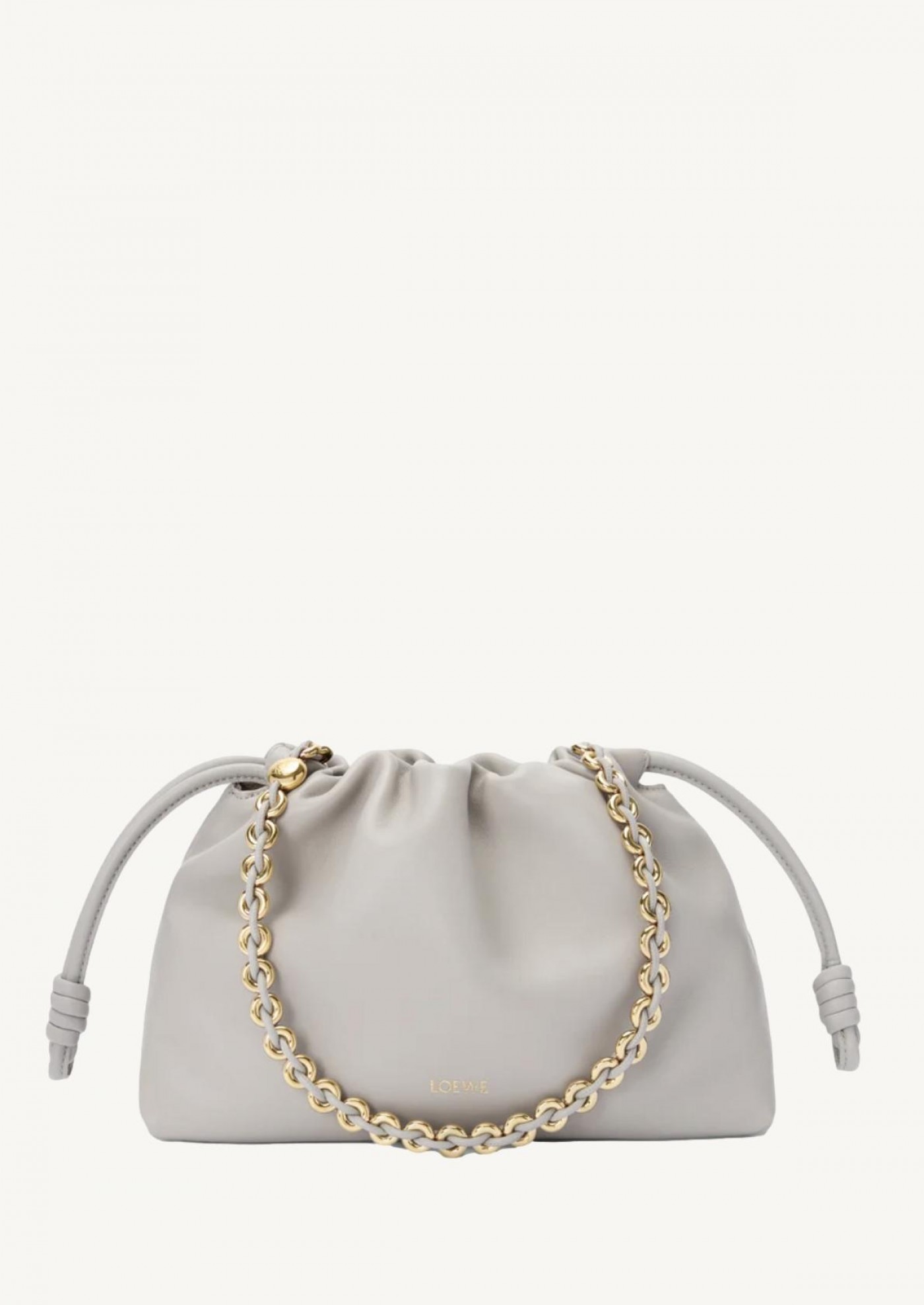 Sac Flamenco moyen en cuir d'agneau nappa moelleux gris