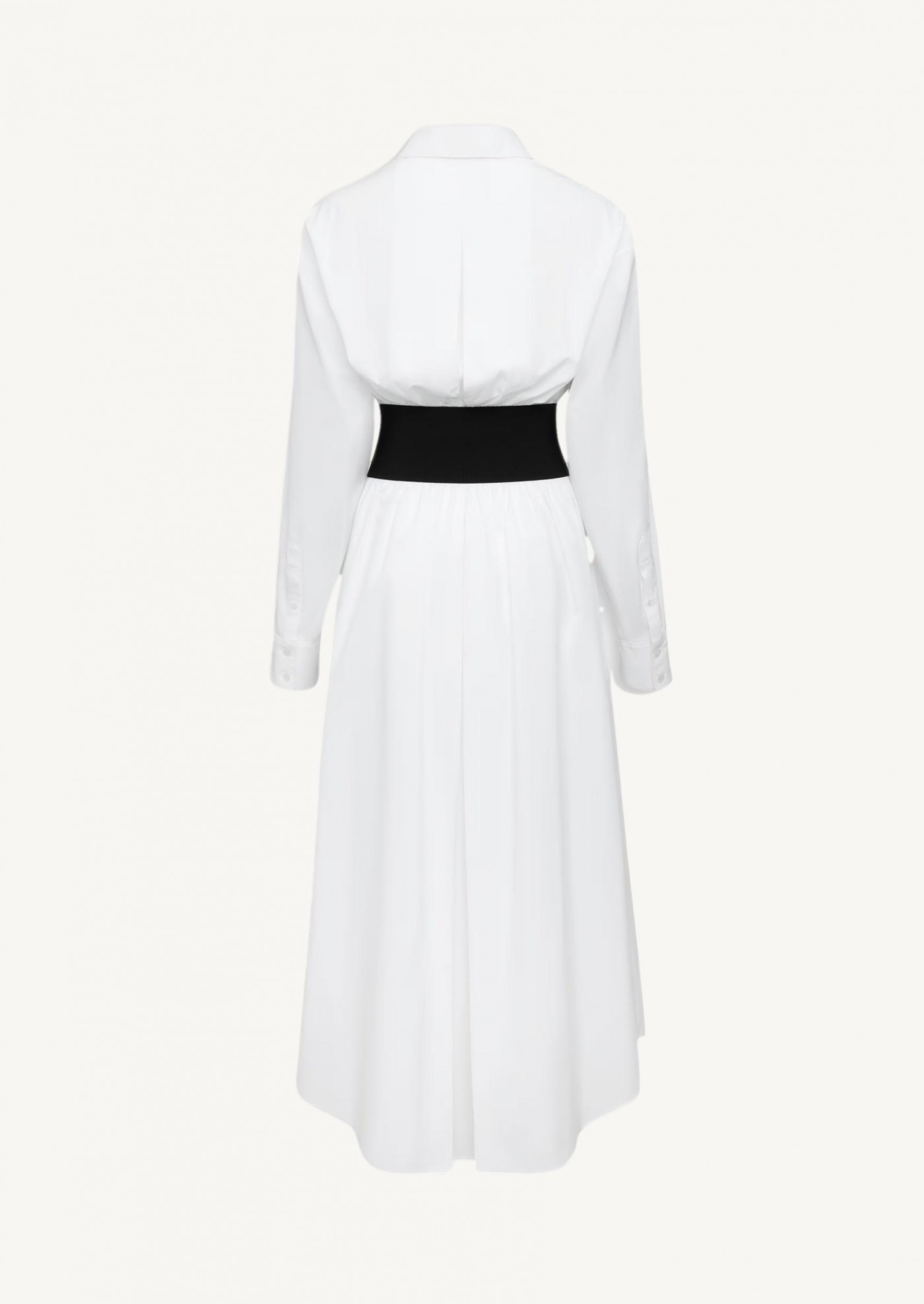 Belted shirt dress in cotton poplin