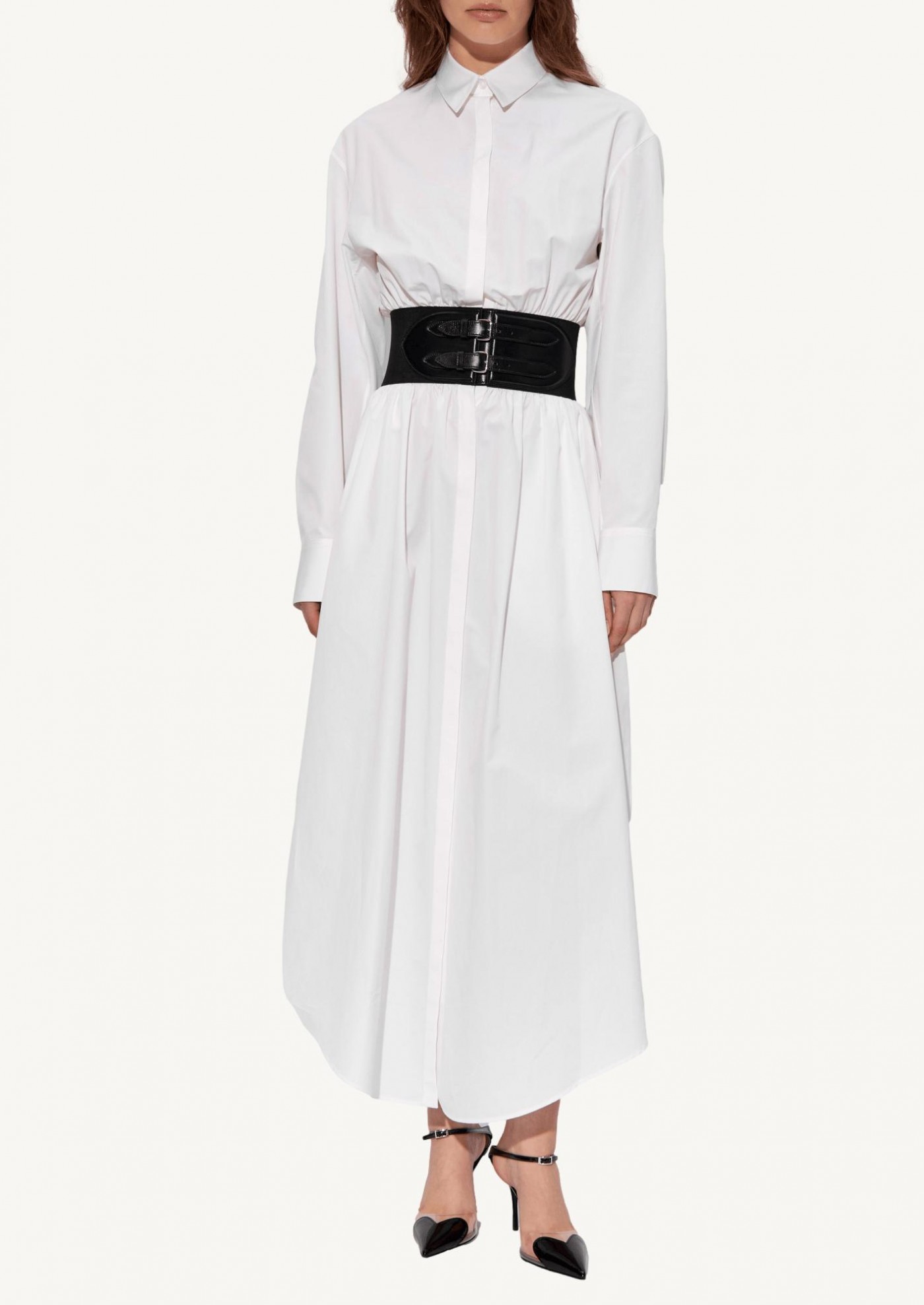 Robe chemise ceinture en popeline de coton - Alaïa