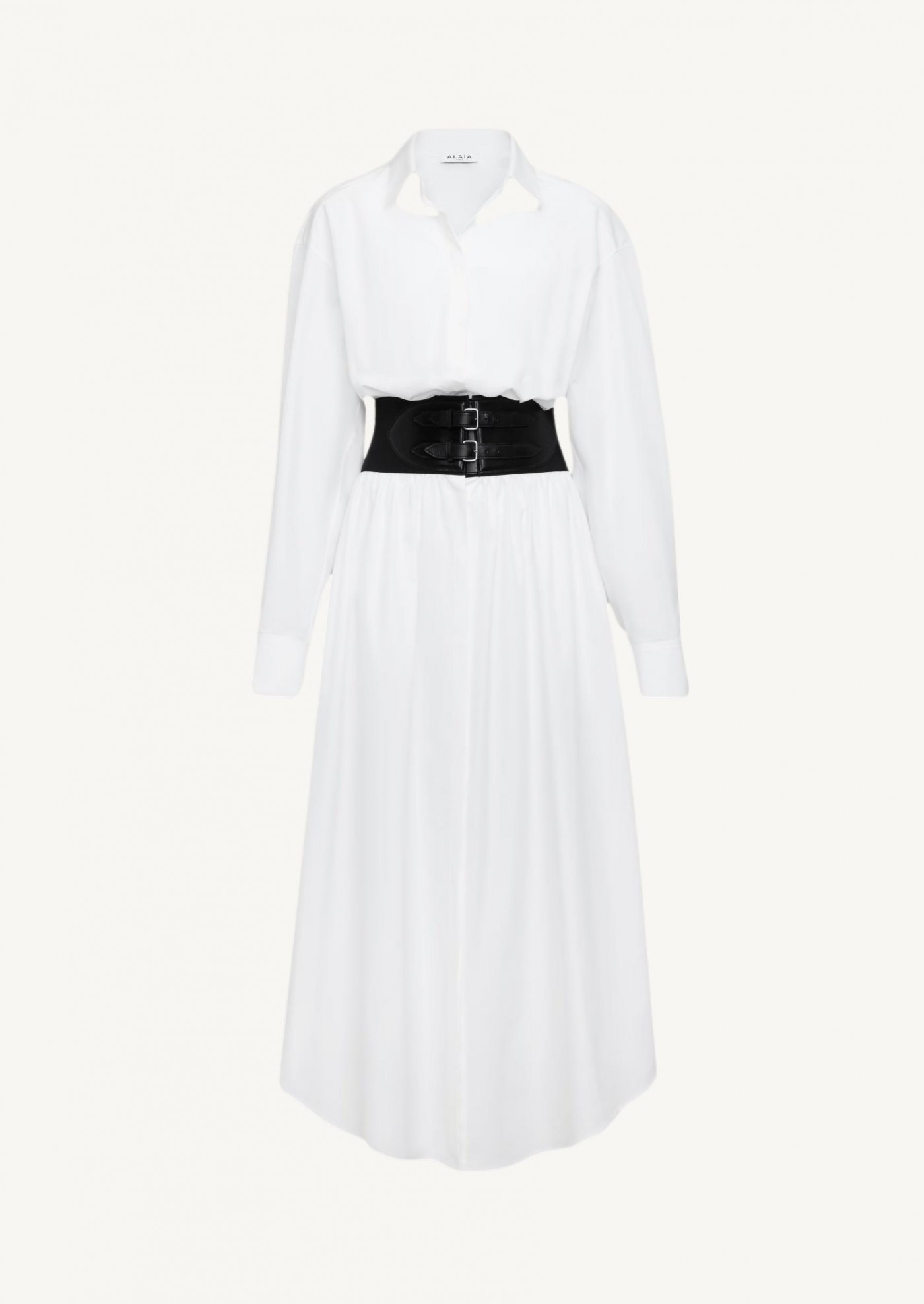 【ALAIA直営店】ROBE CEINTURE EN POPELINE DE COTON ALAÏA ROBE CEINTURE EN POPELINE DE COTON NOIR | ALAÏA FR