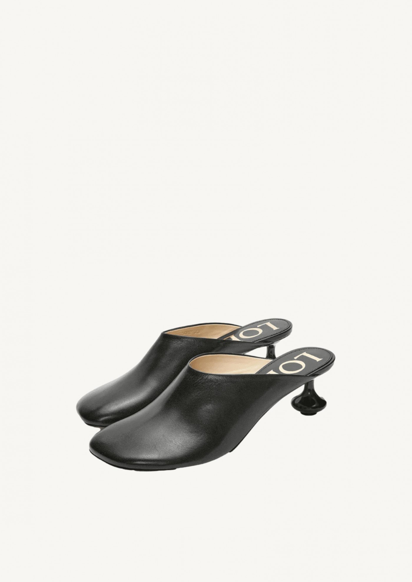 Toy mules in black goatskin leather