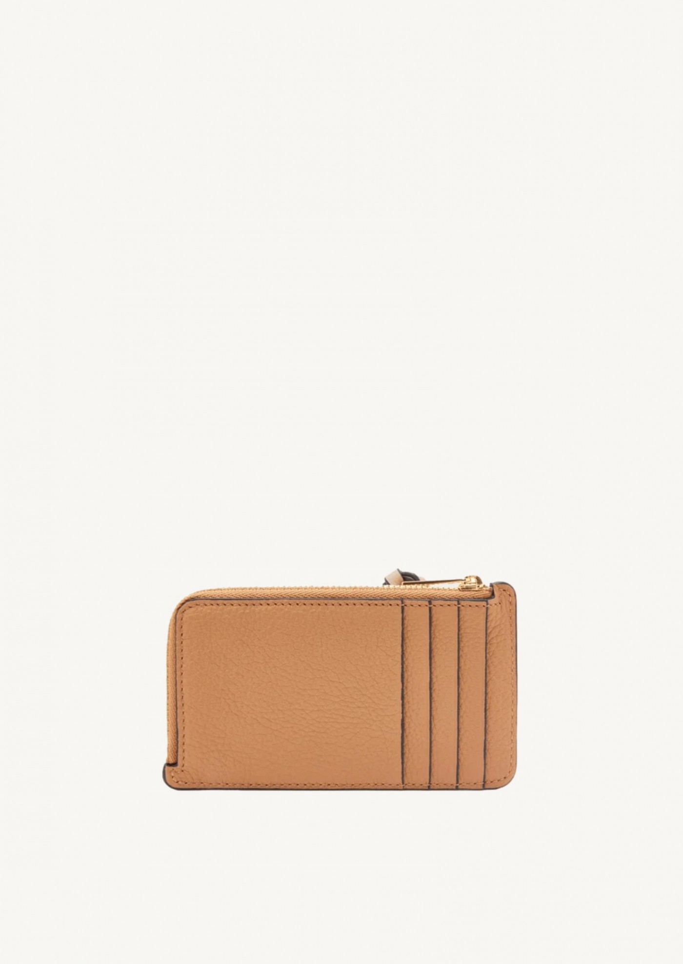 Card and coin holder in toffee tan grained leather