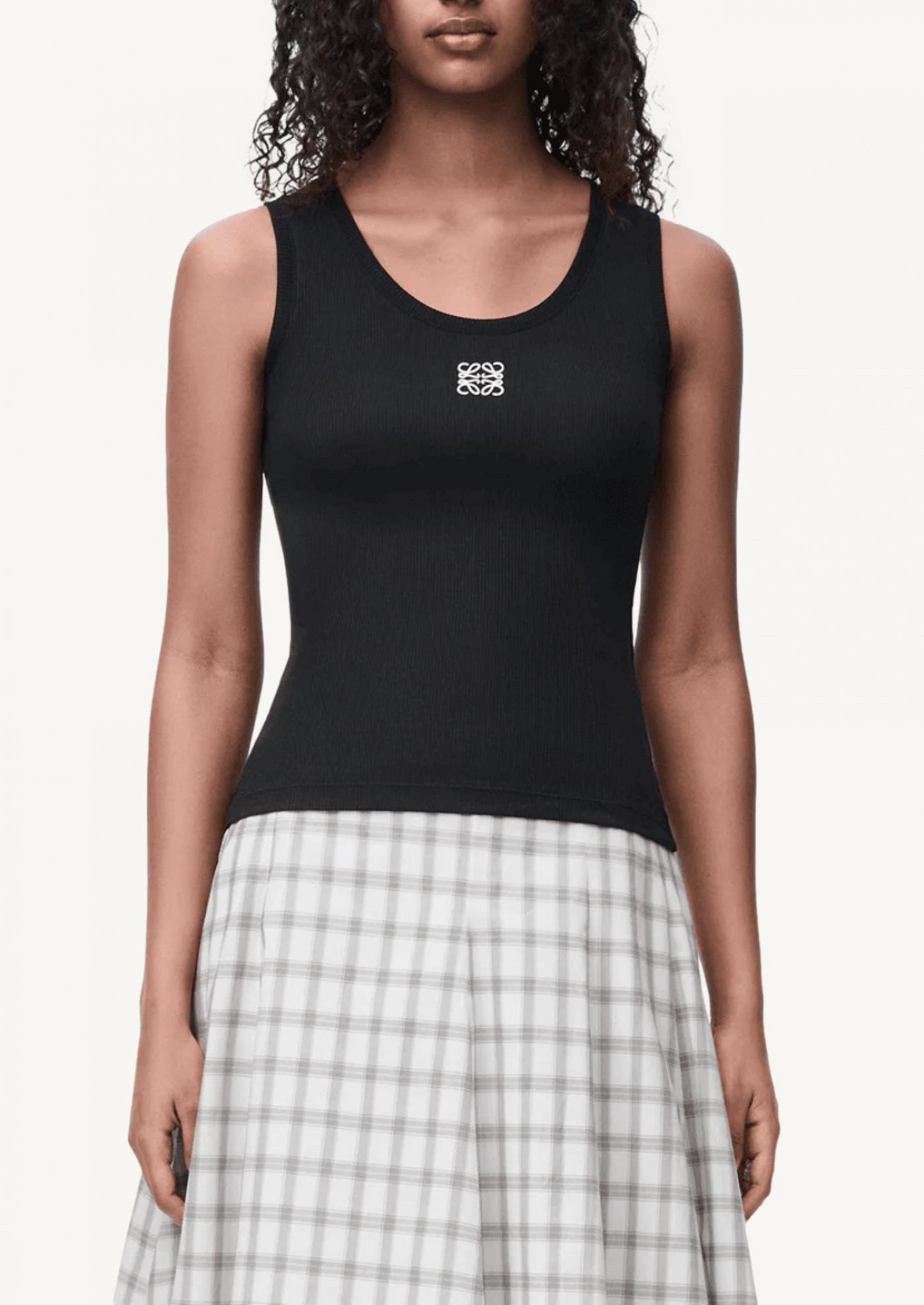 Black cotton Anagram tank top
