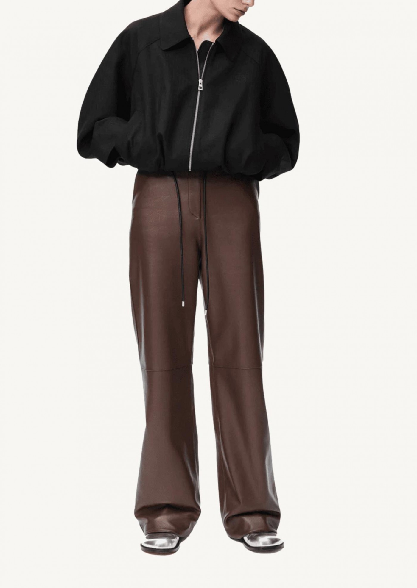 Black wool balloon jacket