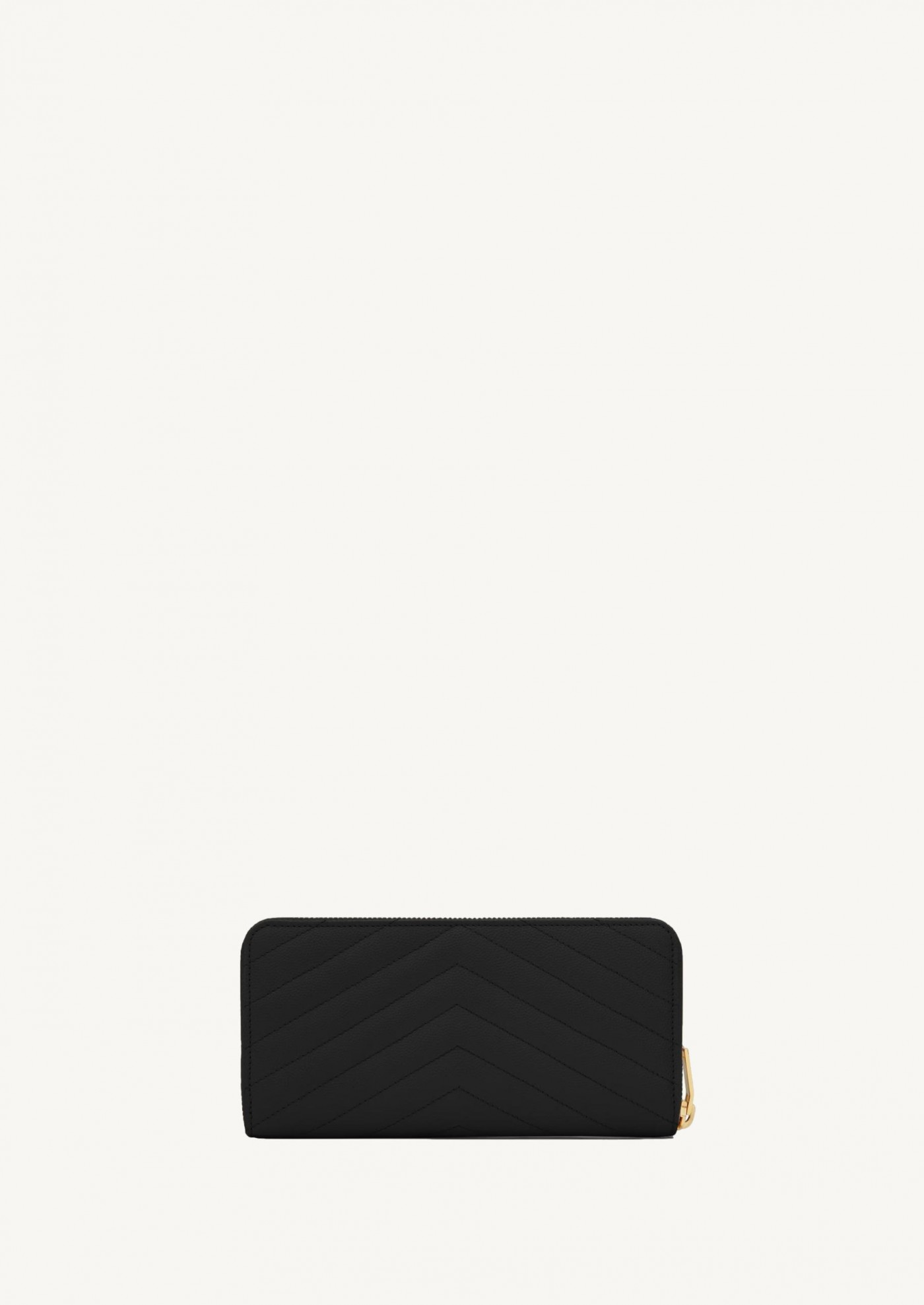 Cassandre large zipped wallet in black powder grain leather