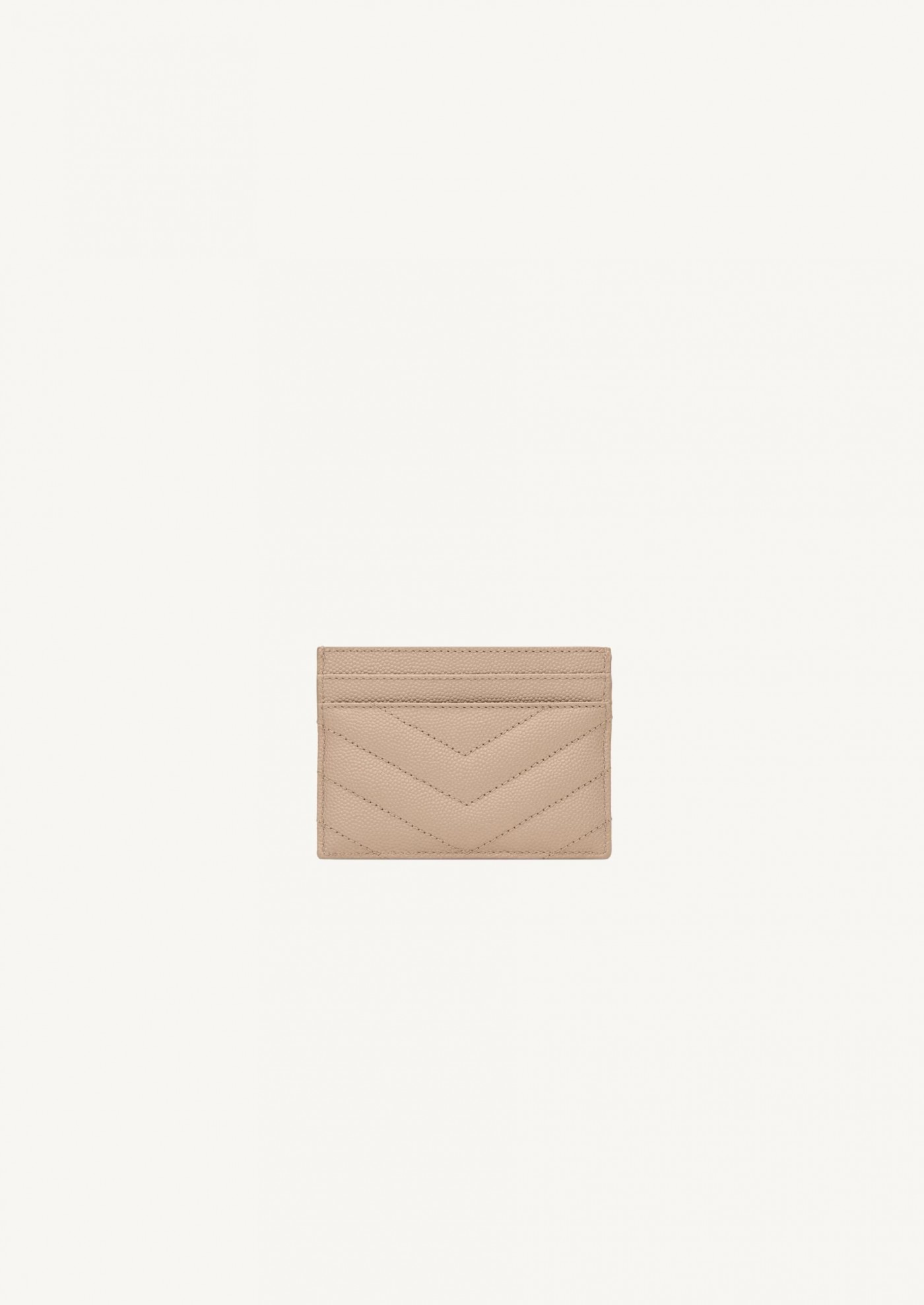 Cassandre cardholder in beige powder grain leather
