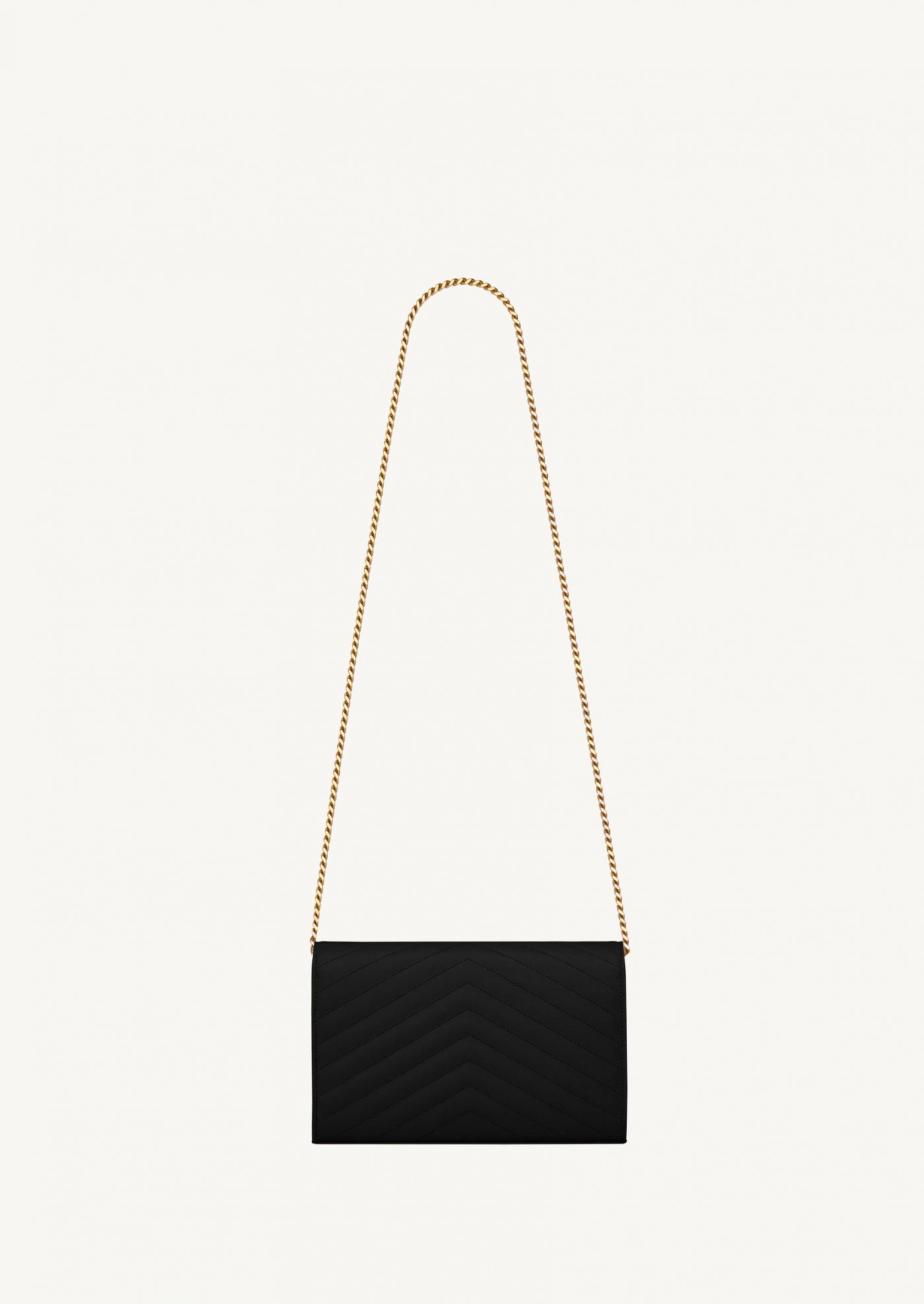 Classic chain wallet in black and gold powder grain leather