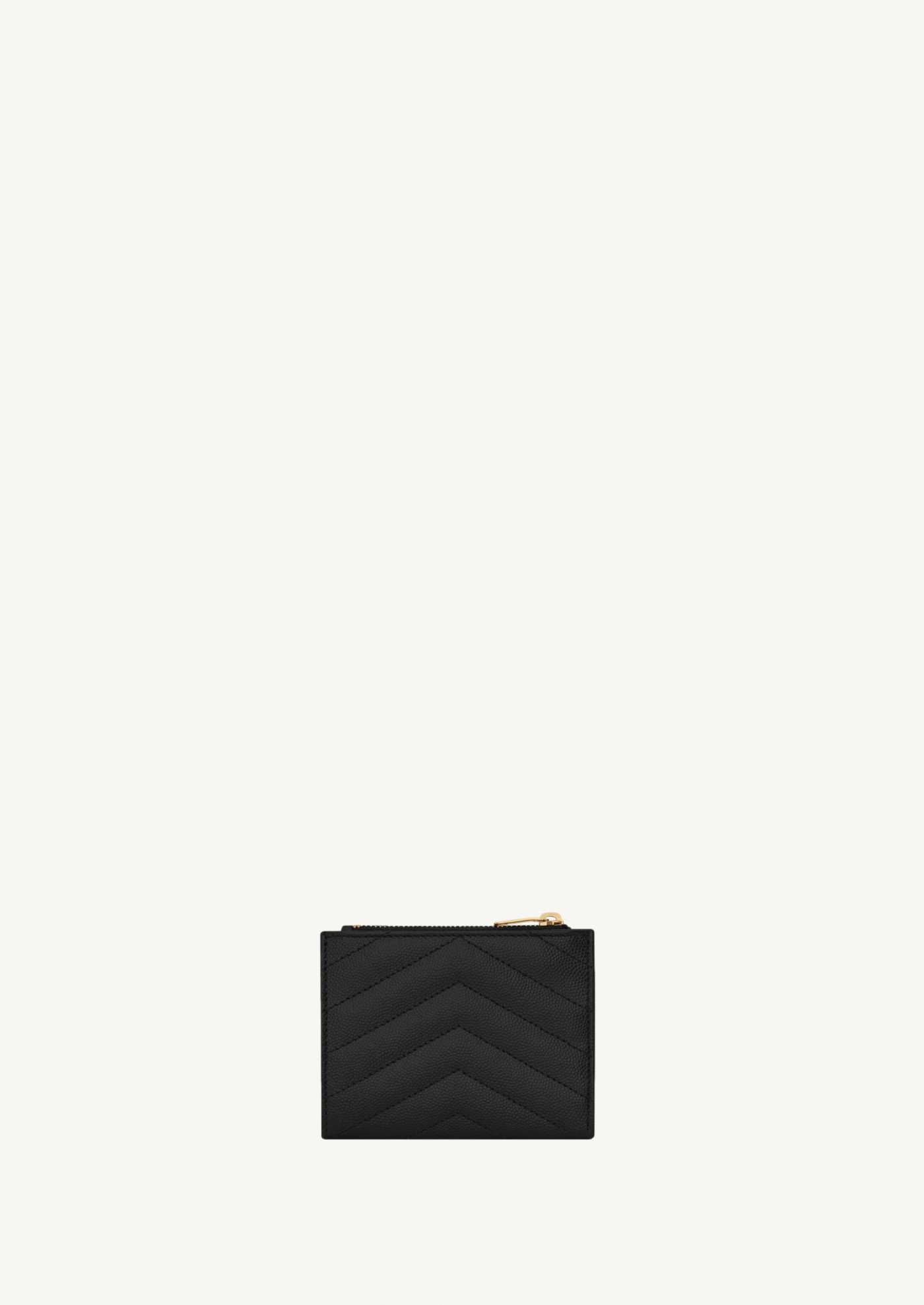 Cassandre portefeuille à deux volets en cuir grain de poudre noir/or