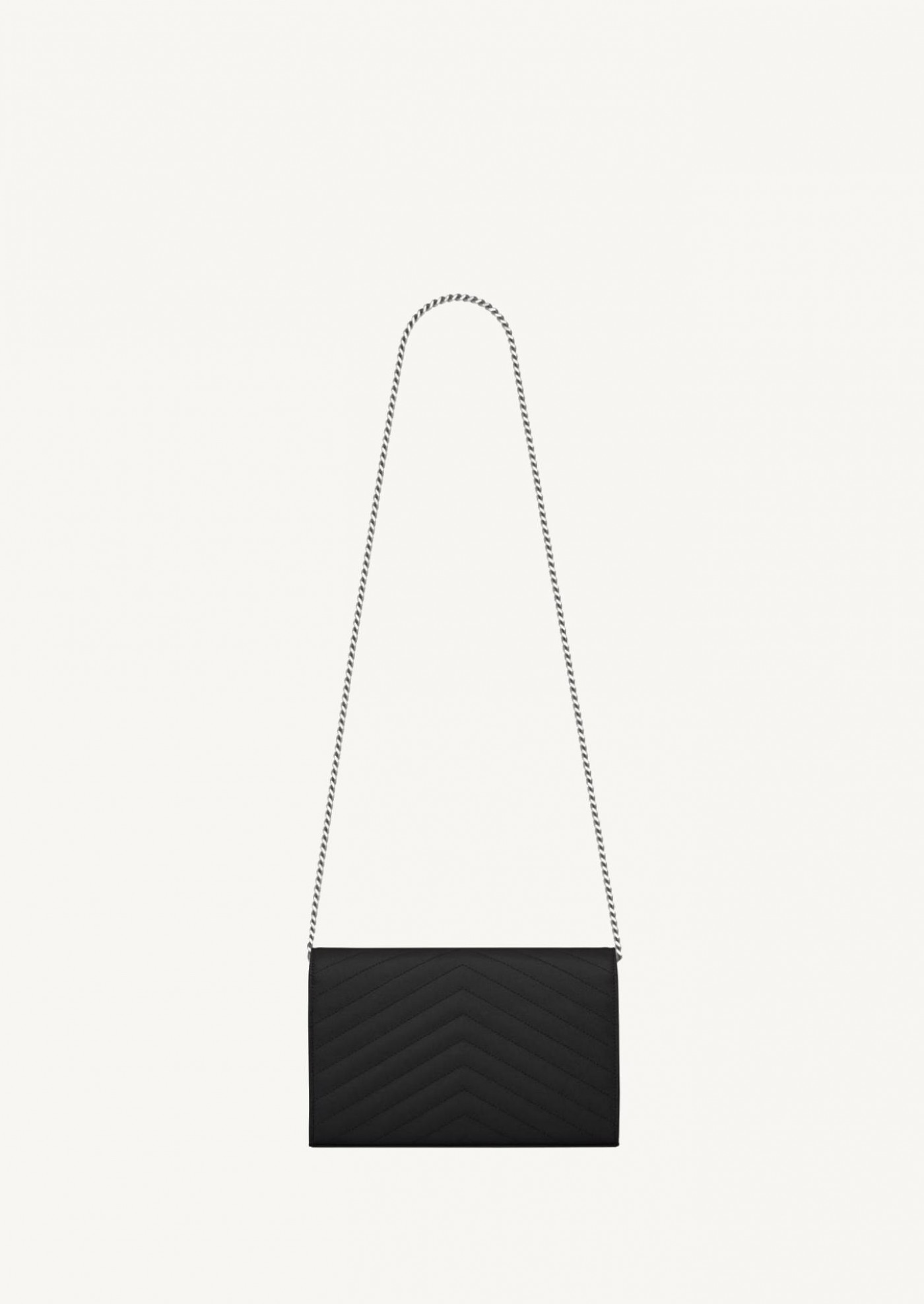 Classic chain wallet grain de poudre noir/argent