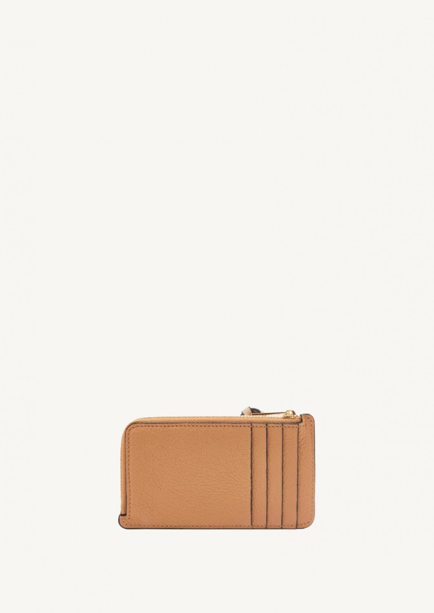 Card and coin holder in toffee tan grained leather