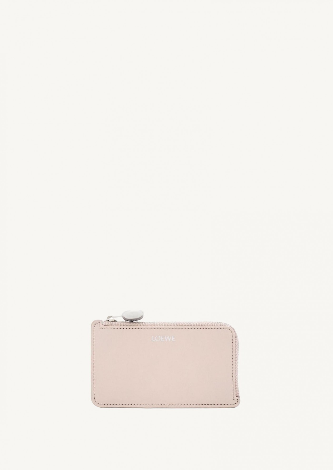 Porte-monnaie pebble en cuir de veau nappa talc