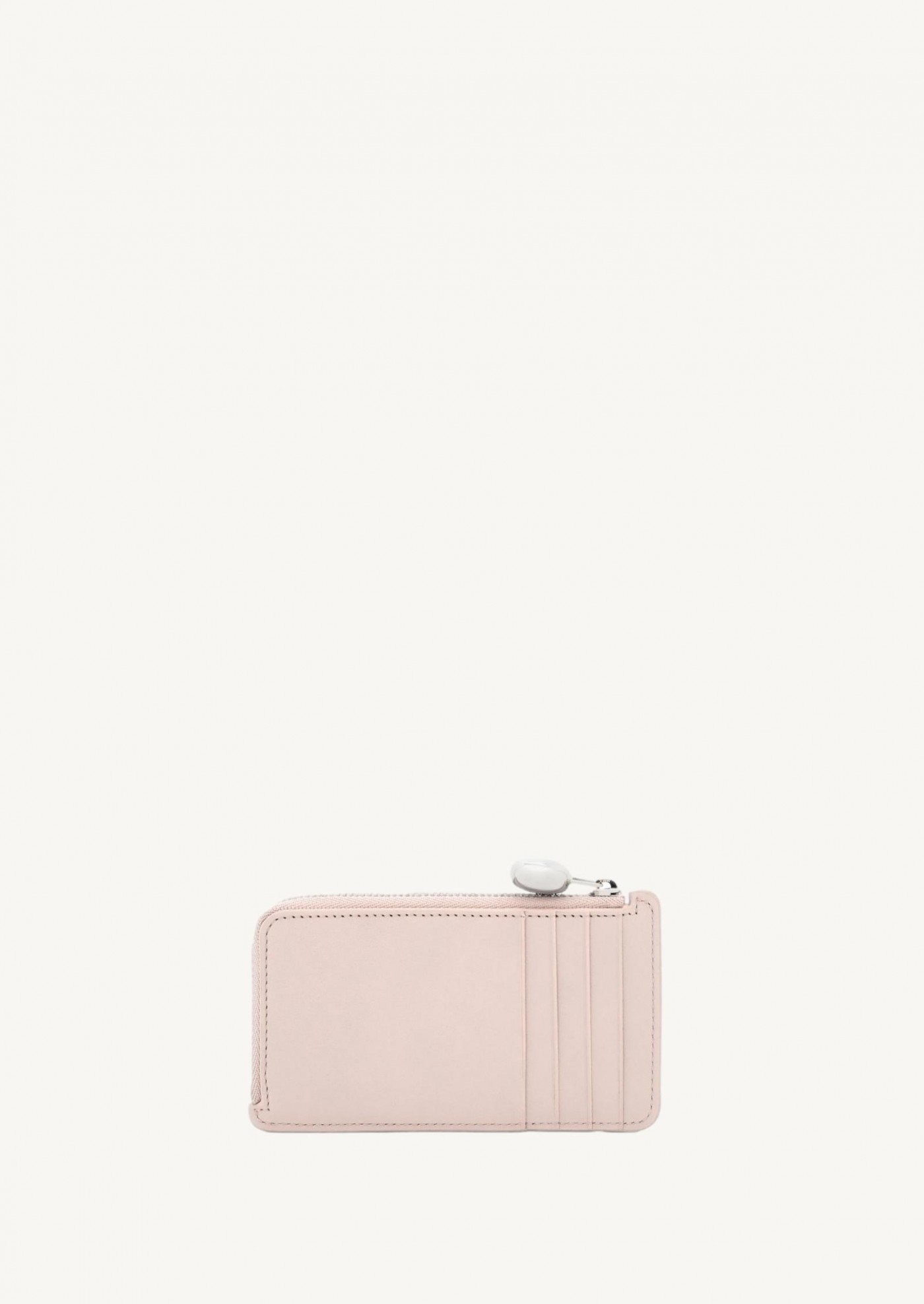 Pebble card and coin holder in nappa calf leather with talc finish