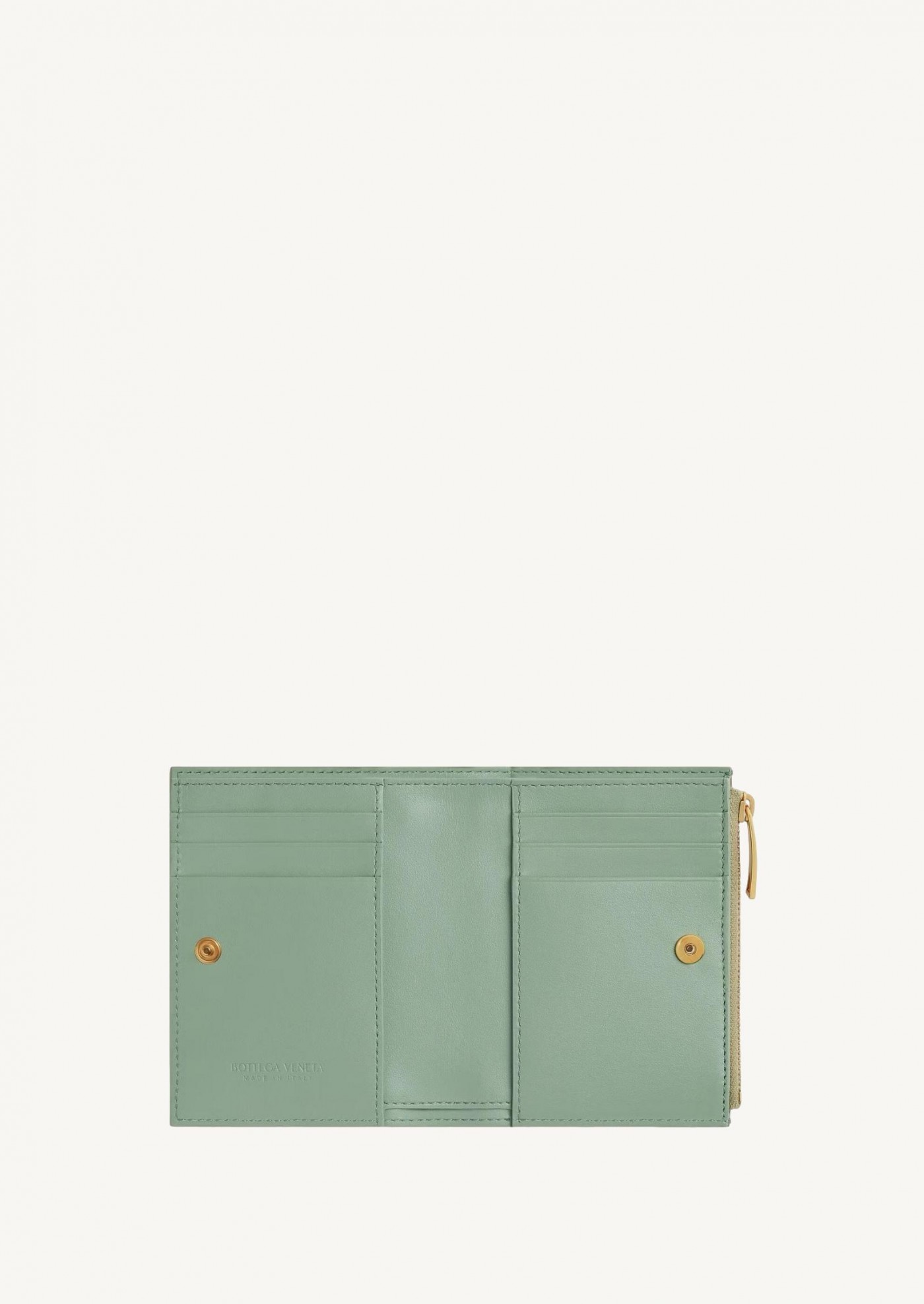 Bi-Fold Intrecciato Small Wallet travertine/new sage