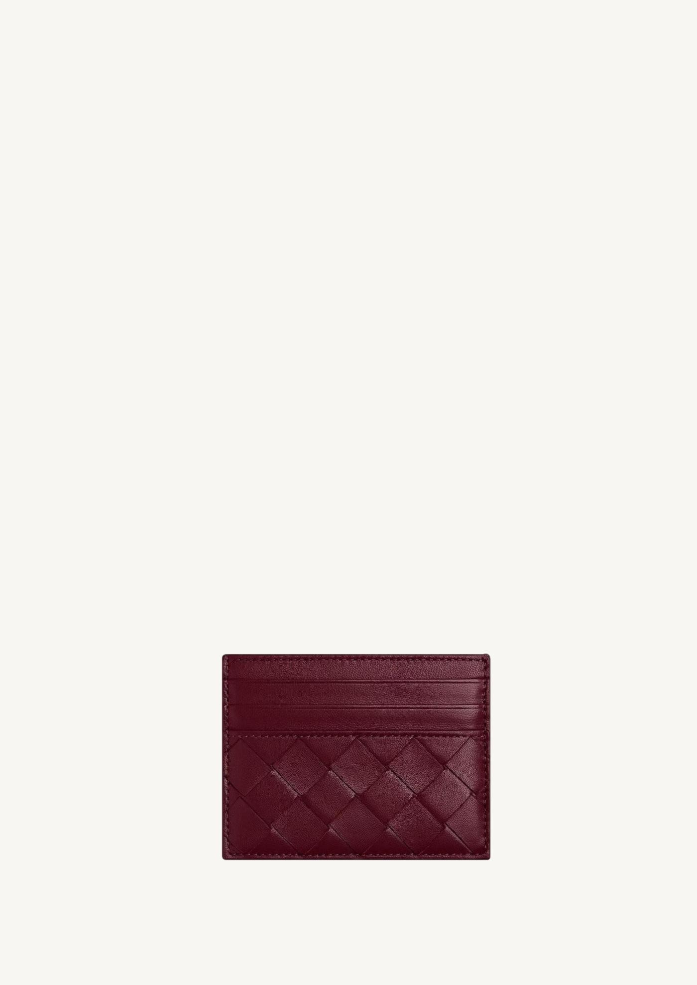 Intrecciato Credit Card Case in barolo