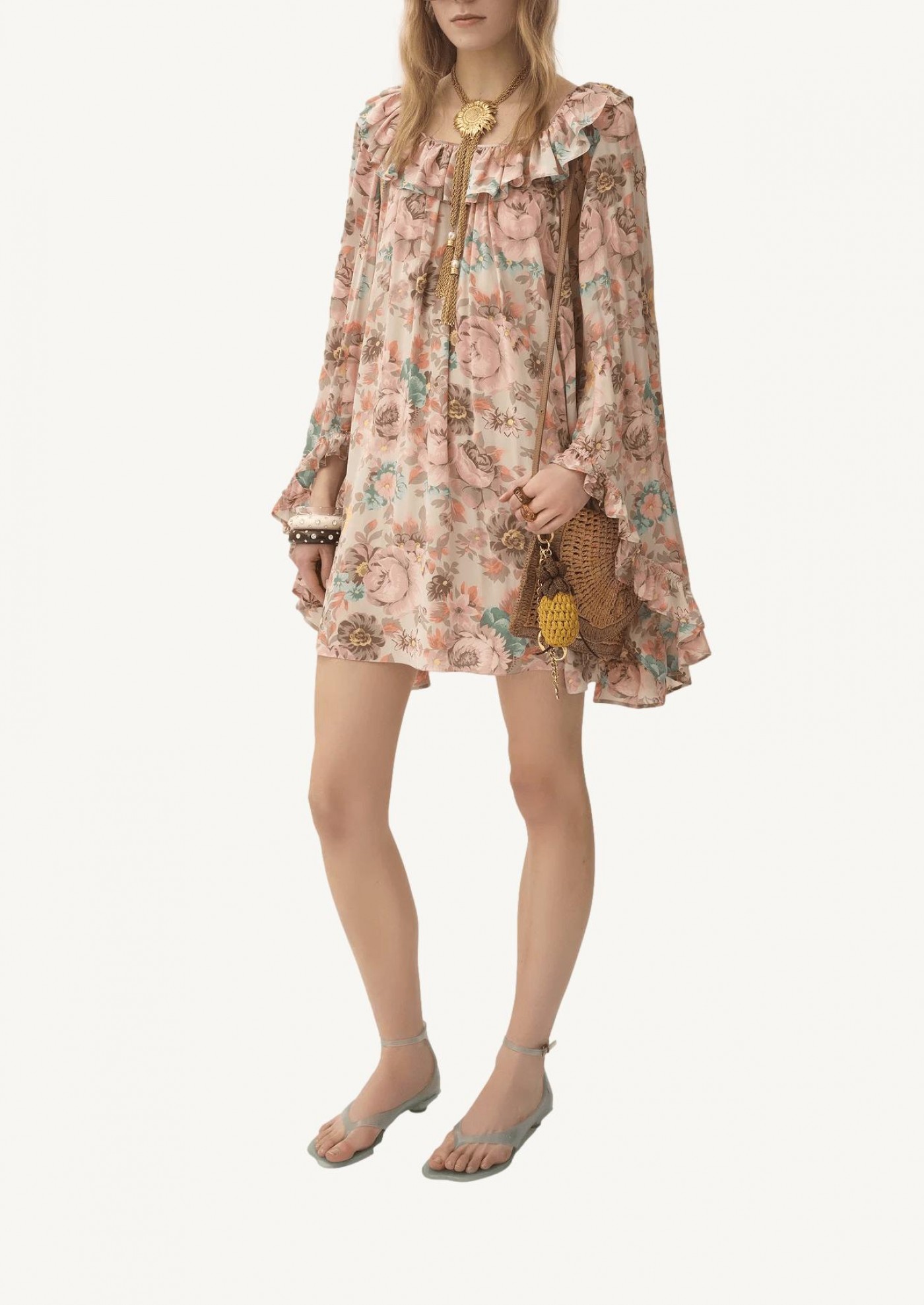 Fluid floral print mini dress