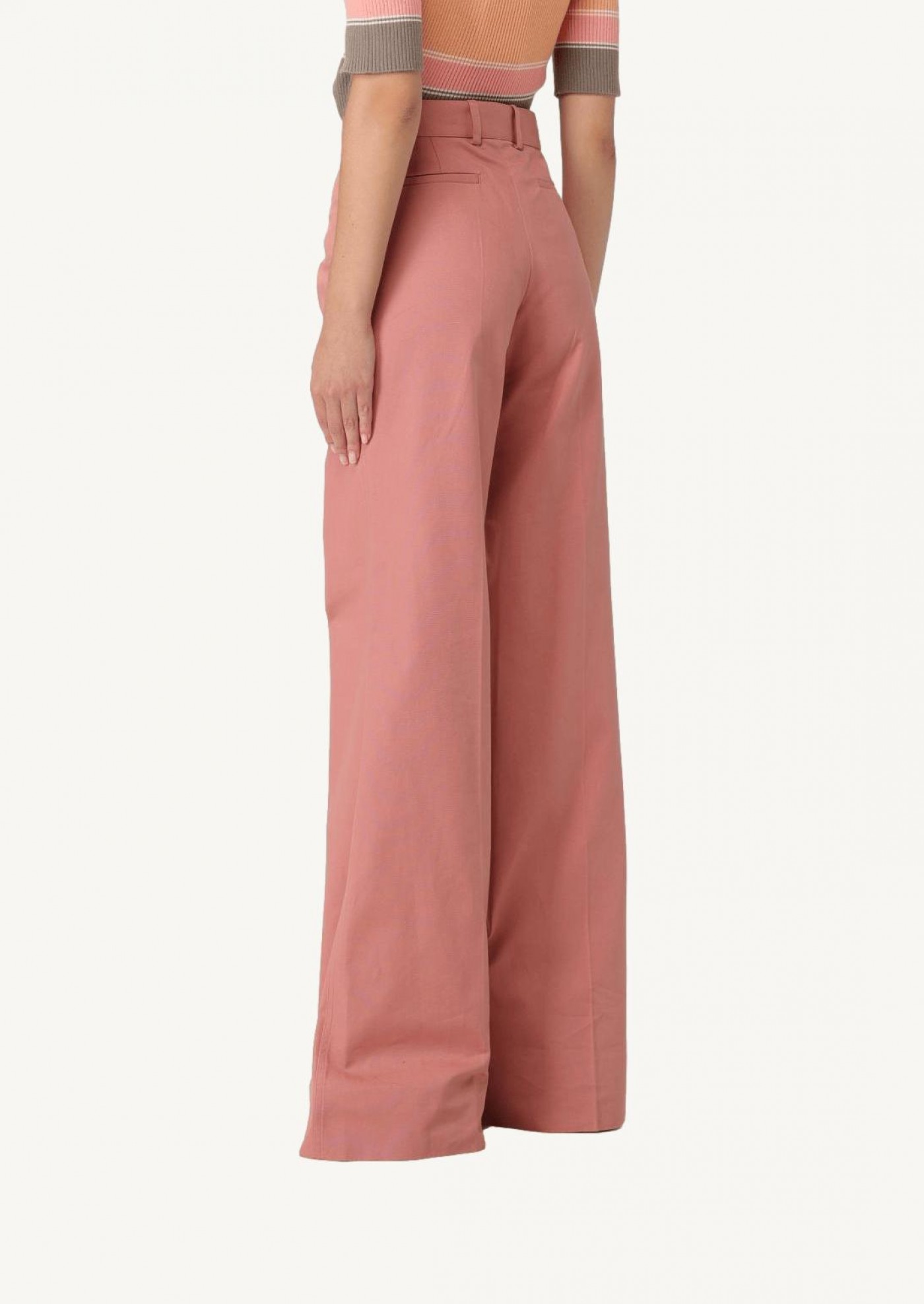 Pink flared trousers