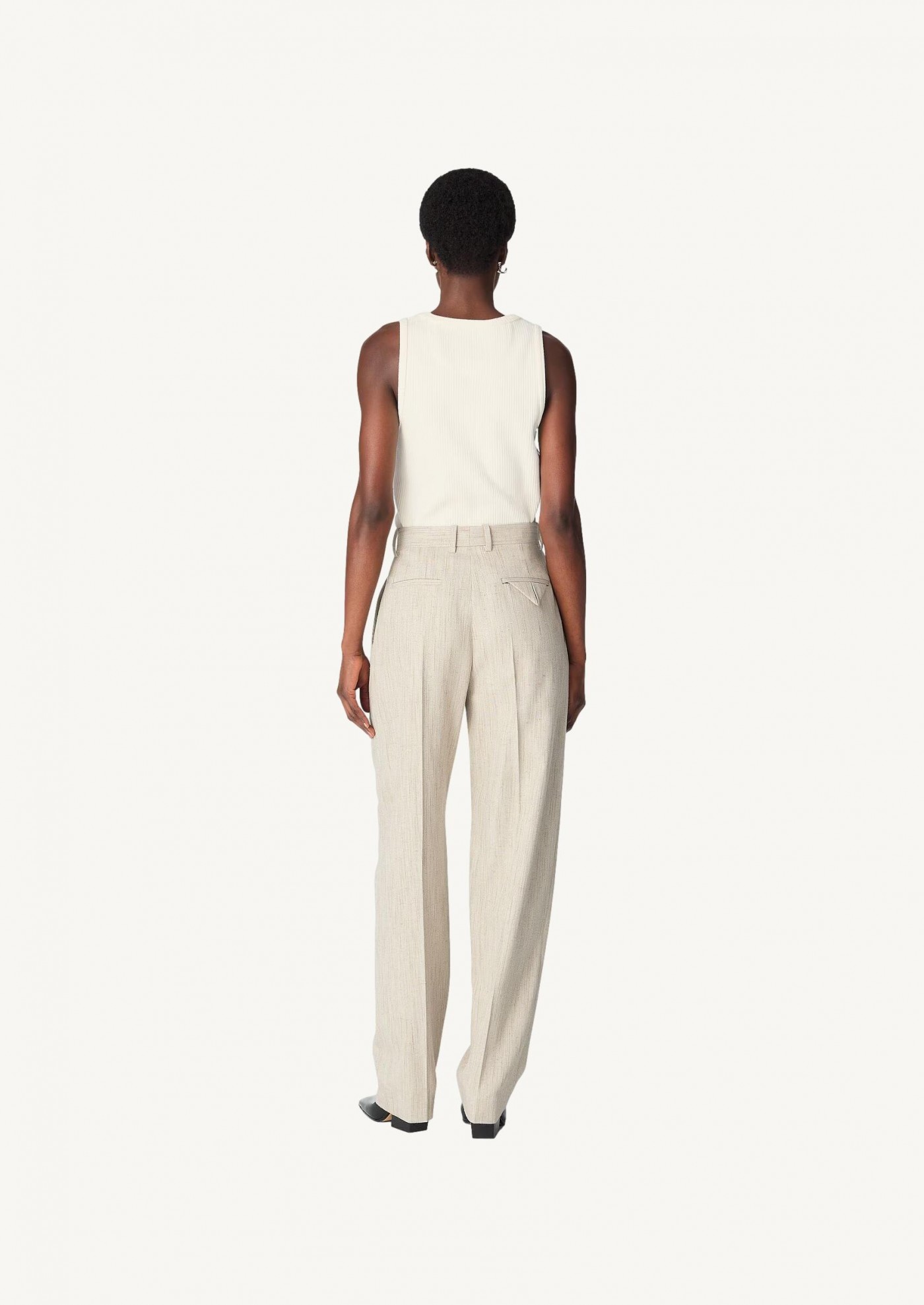 Pantalon en soie et viscose grey putty Bottega Veneta