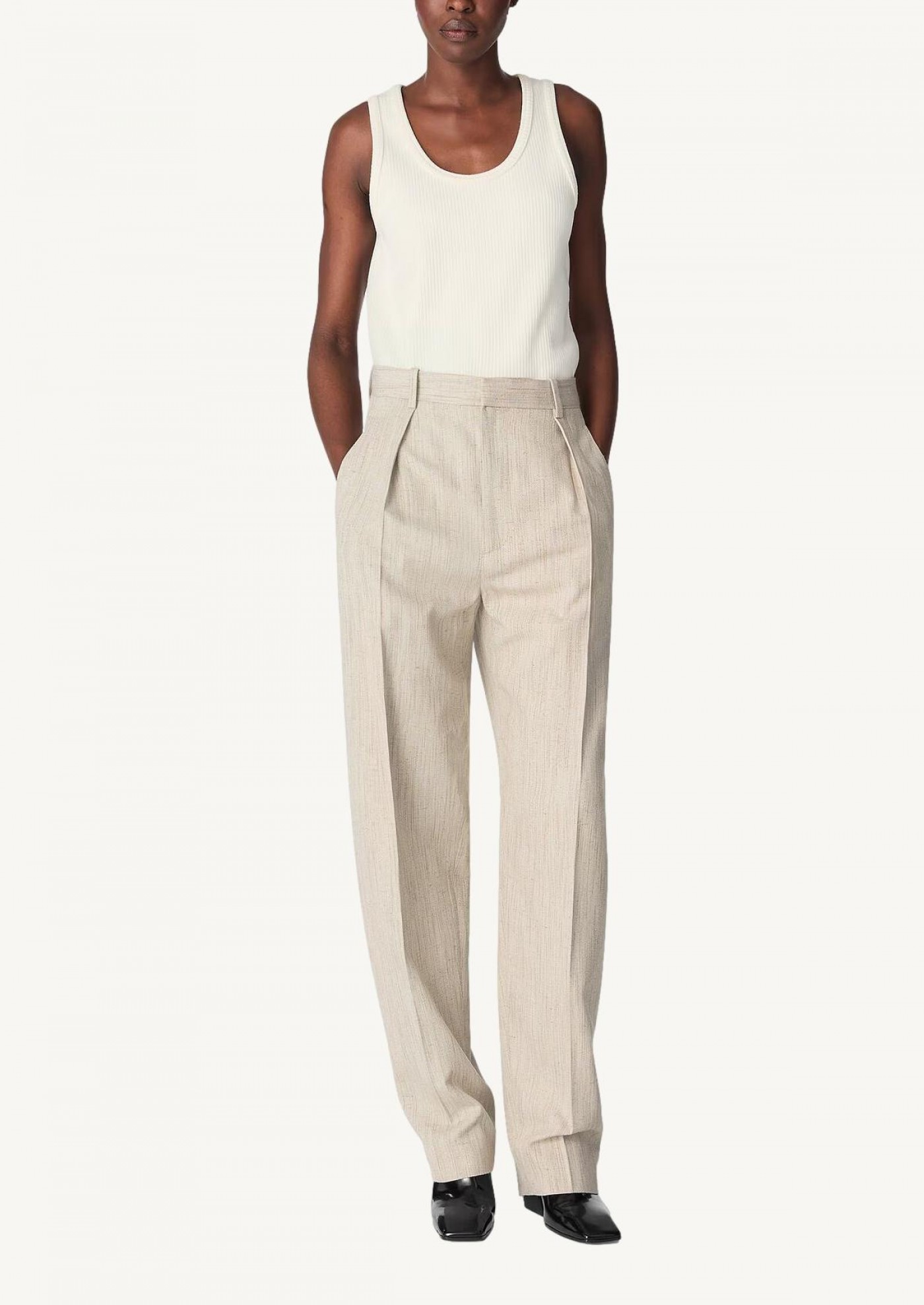 Pantalon en soie et viscose grey putty