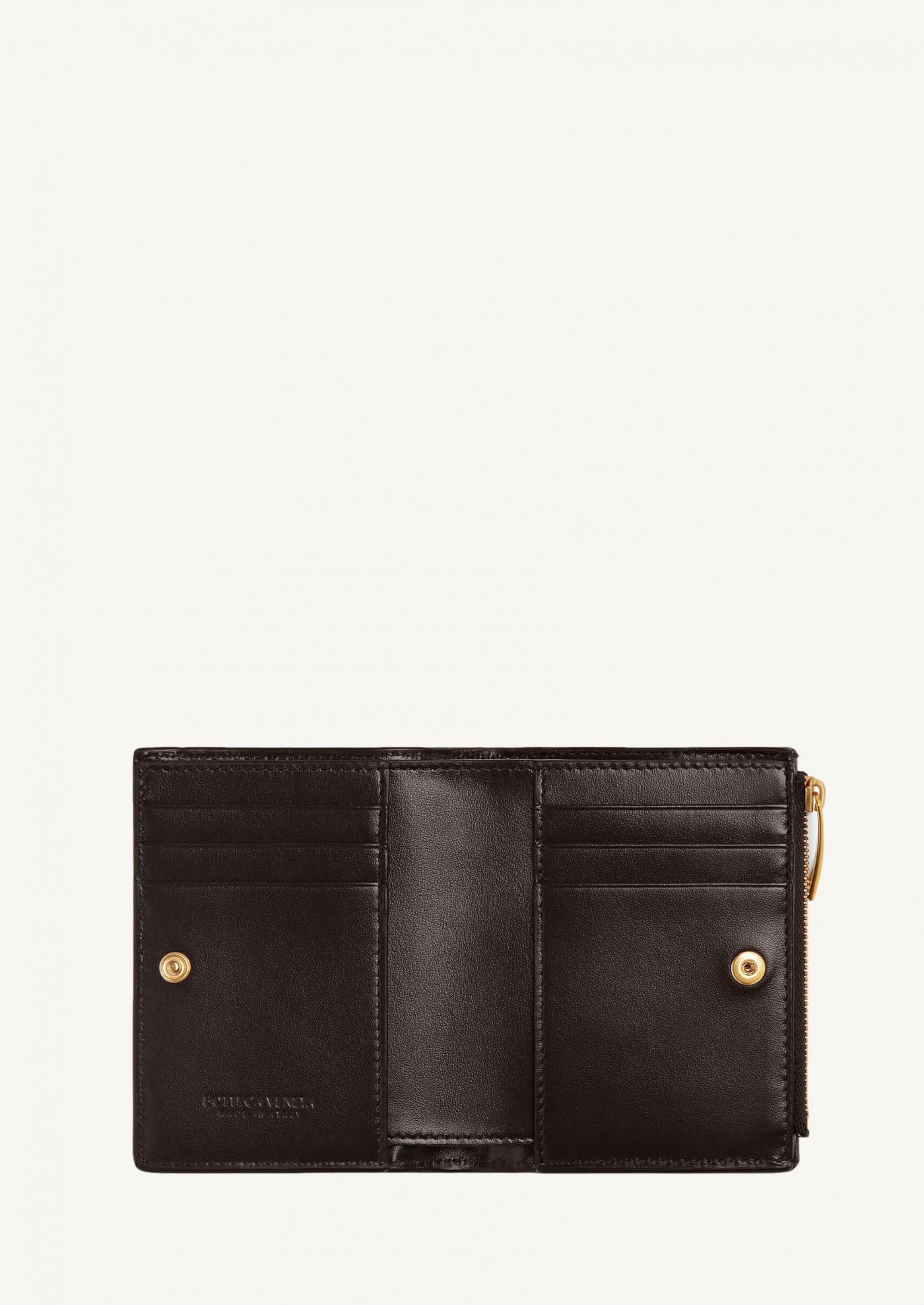 Porte-Feuille Intrecciato Petit Format À Deux Volets Et Zip fondant
