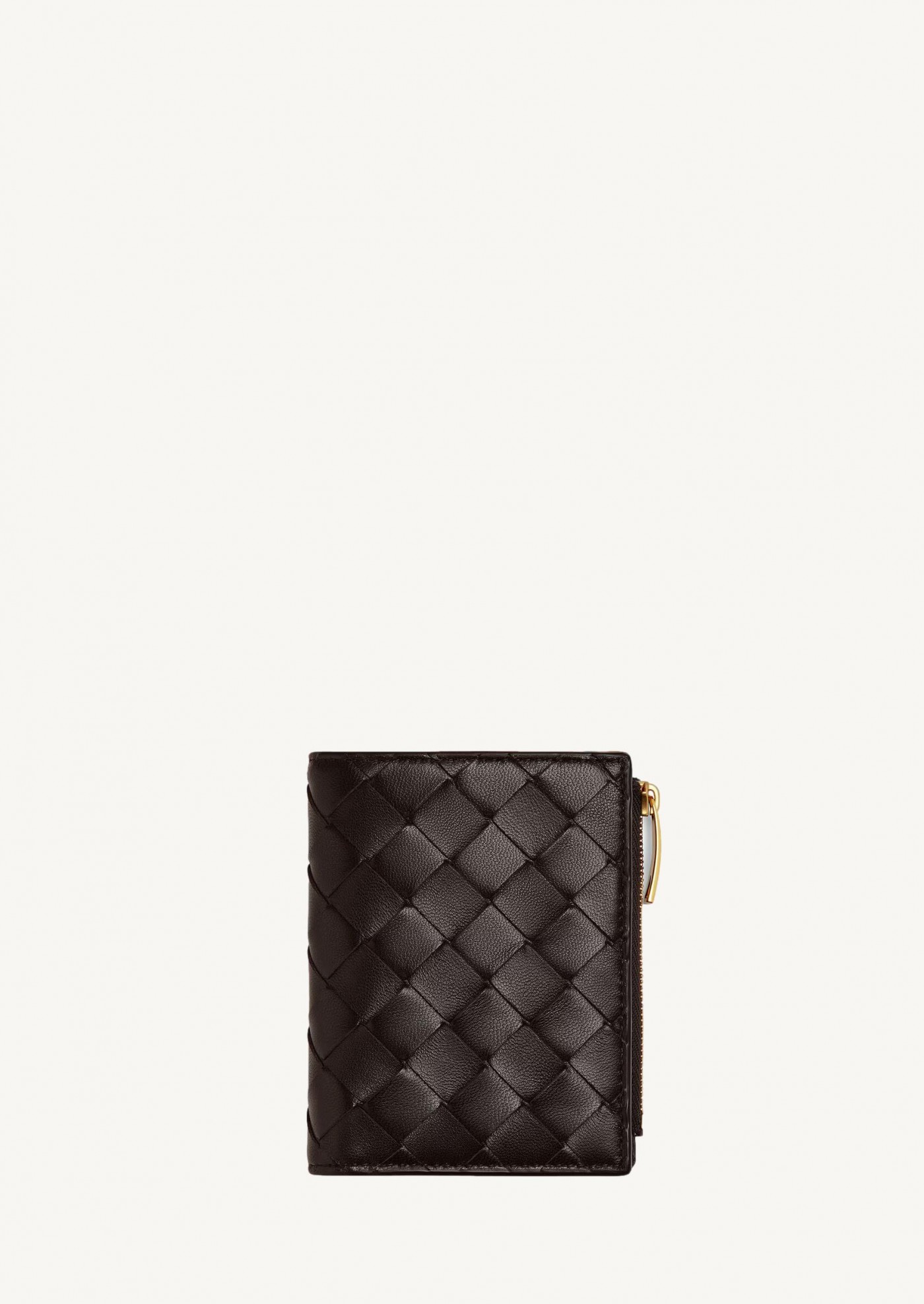Porte-Feuille Intrecciato Petit Format À Deux Volets Et Zip fondant
