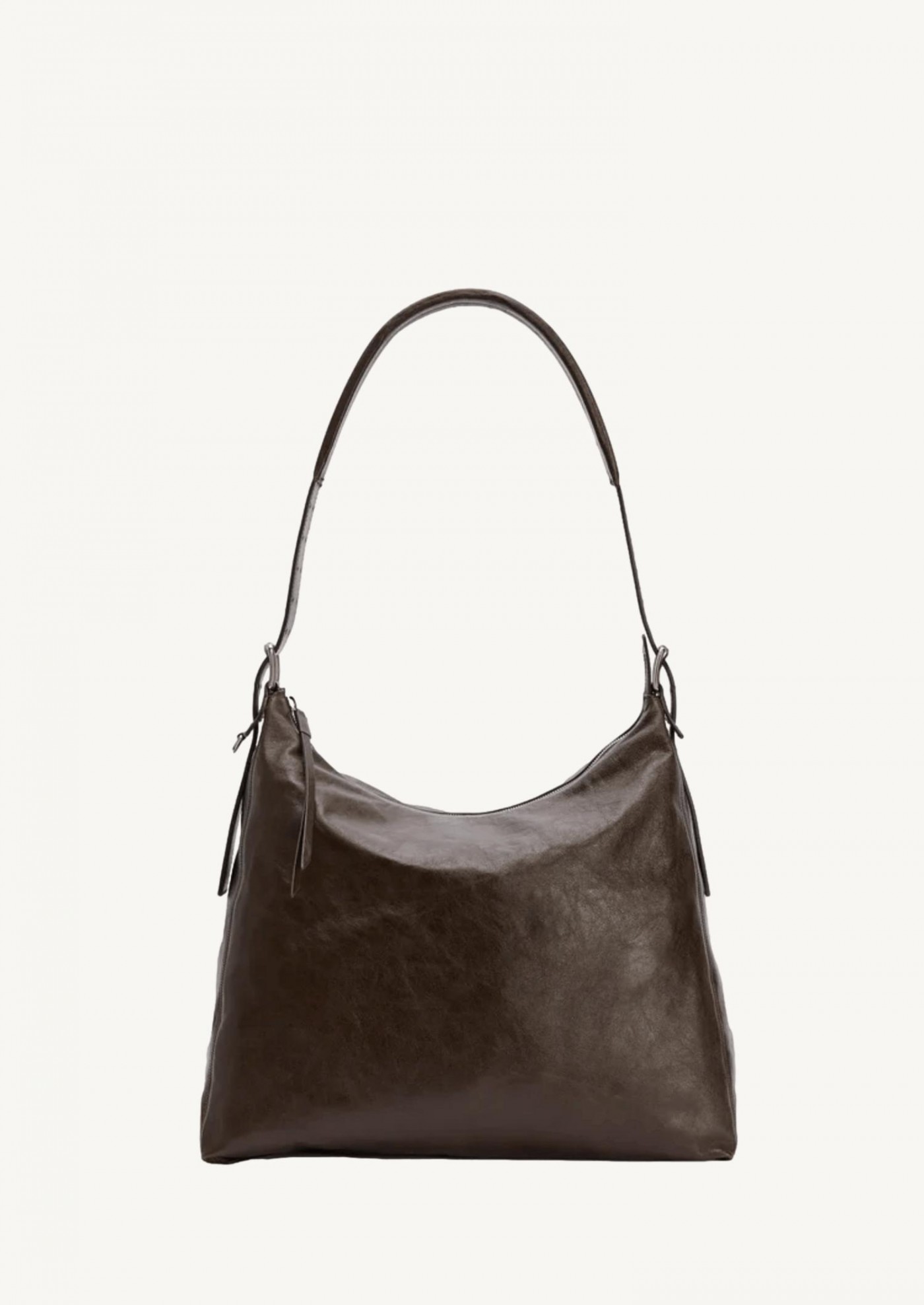 Dark brown hobo bag with shoulder strap