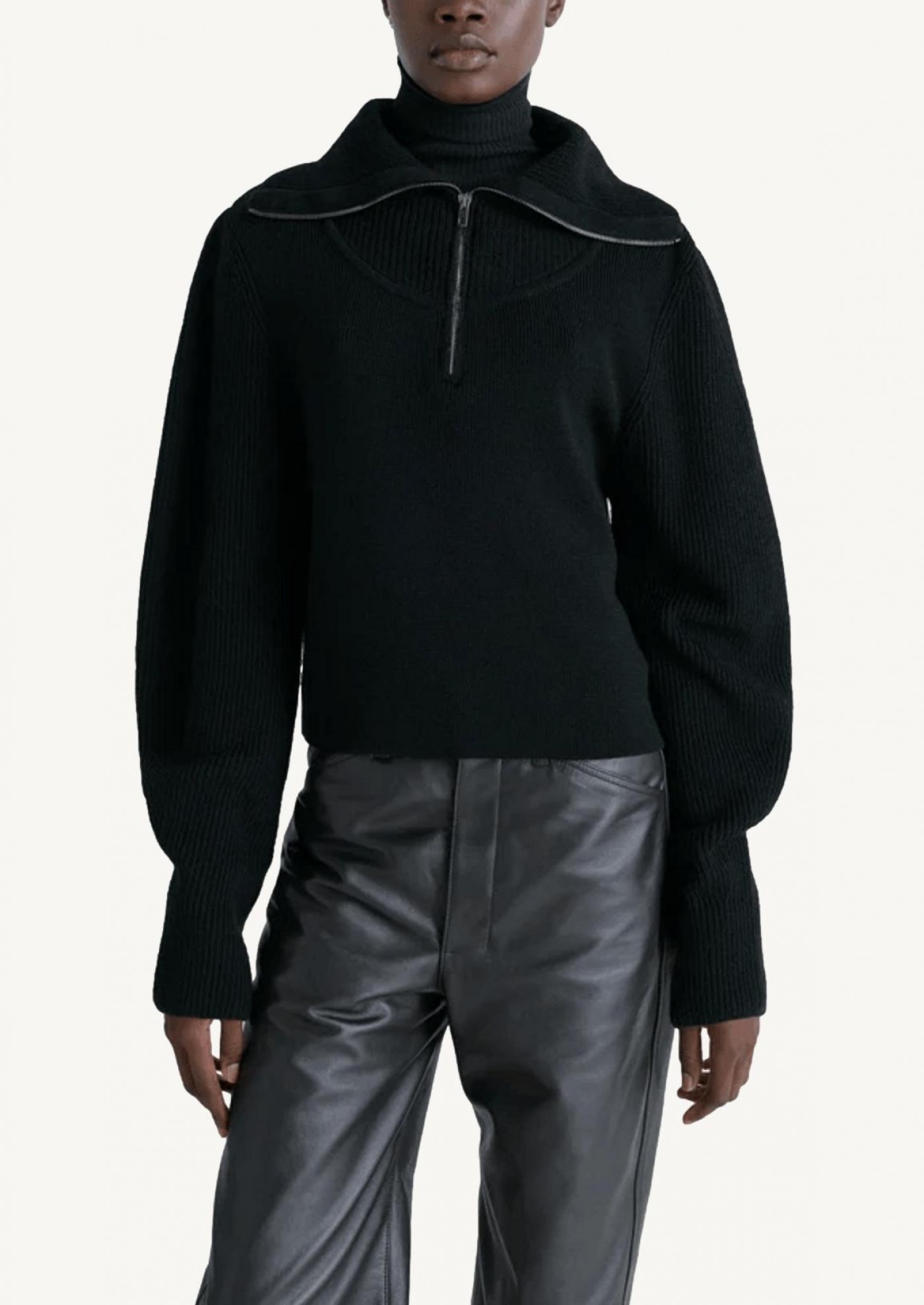 Black zip-up jumper