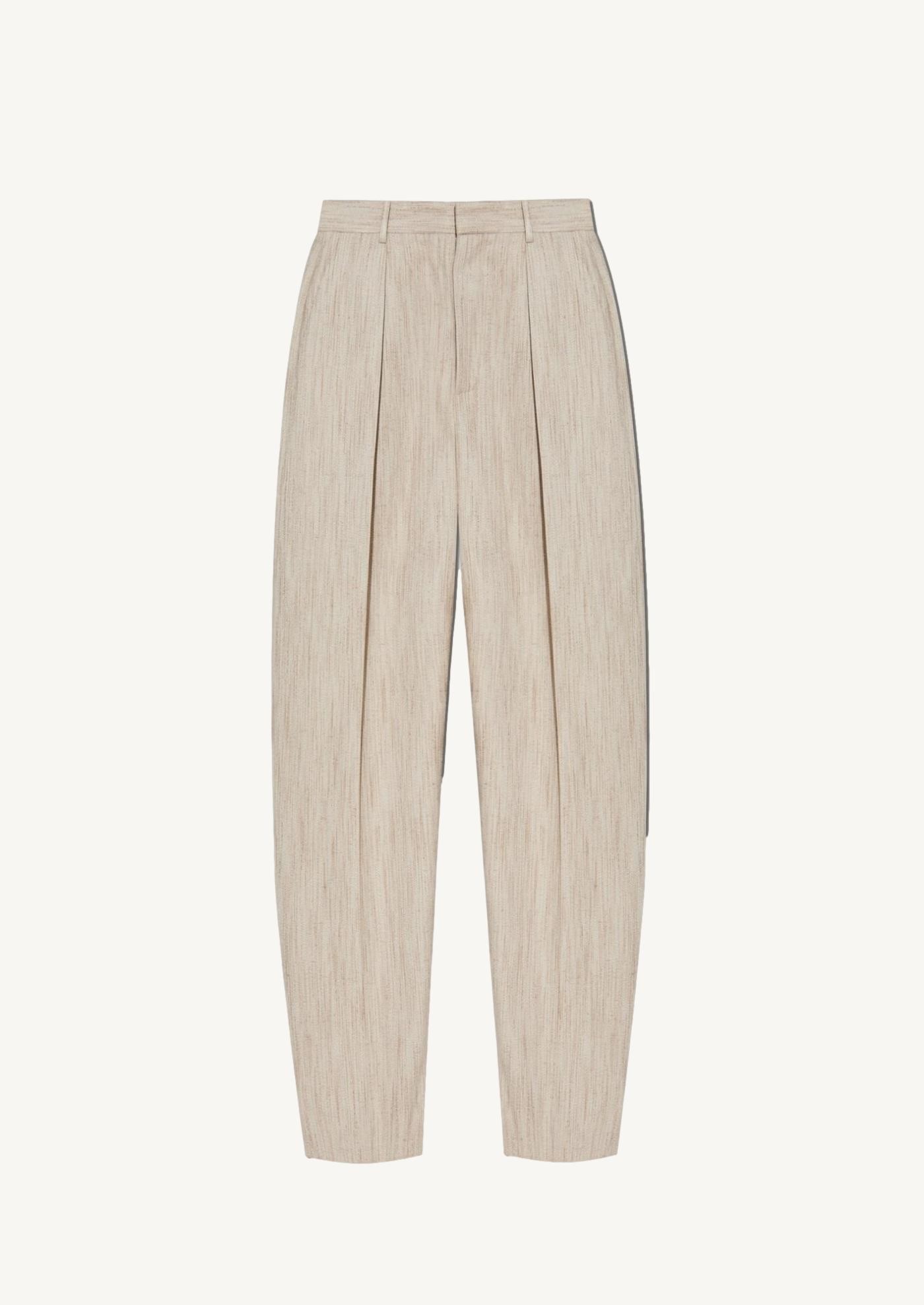 Grey putty silk and viscose trousers