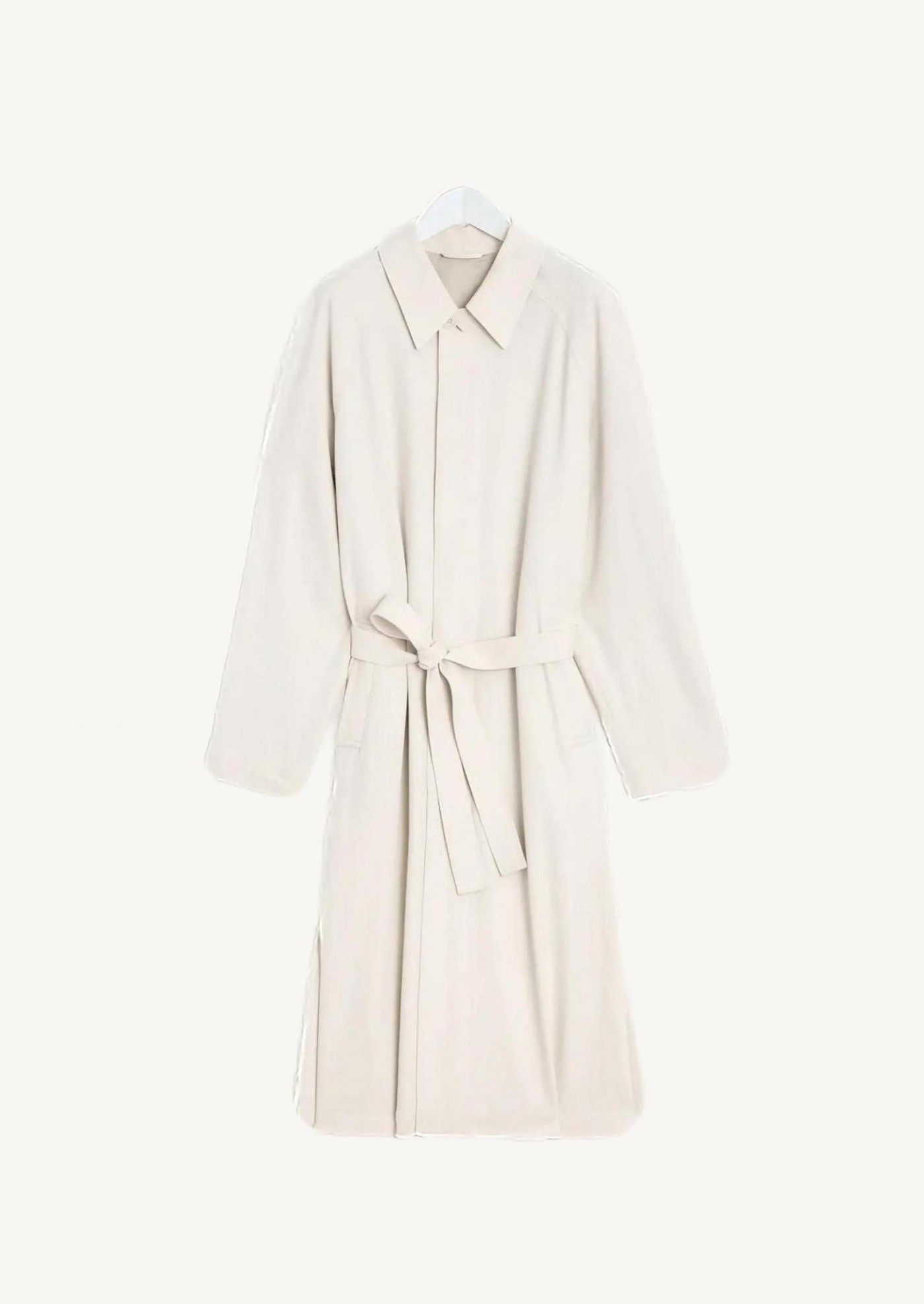 Belted overcoat with slits