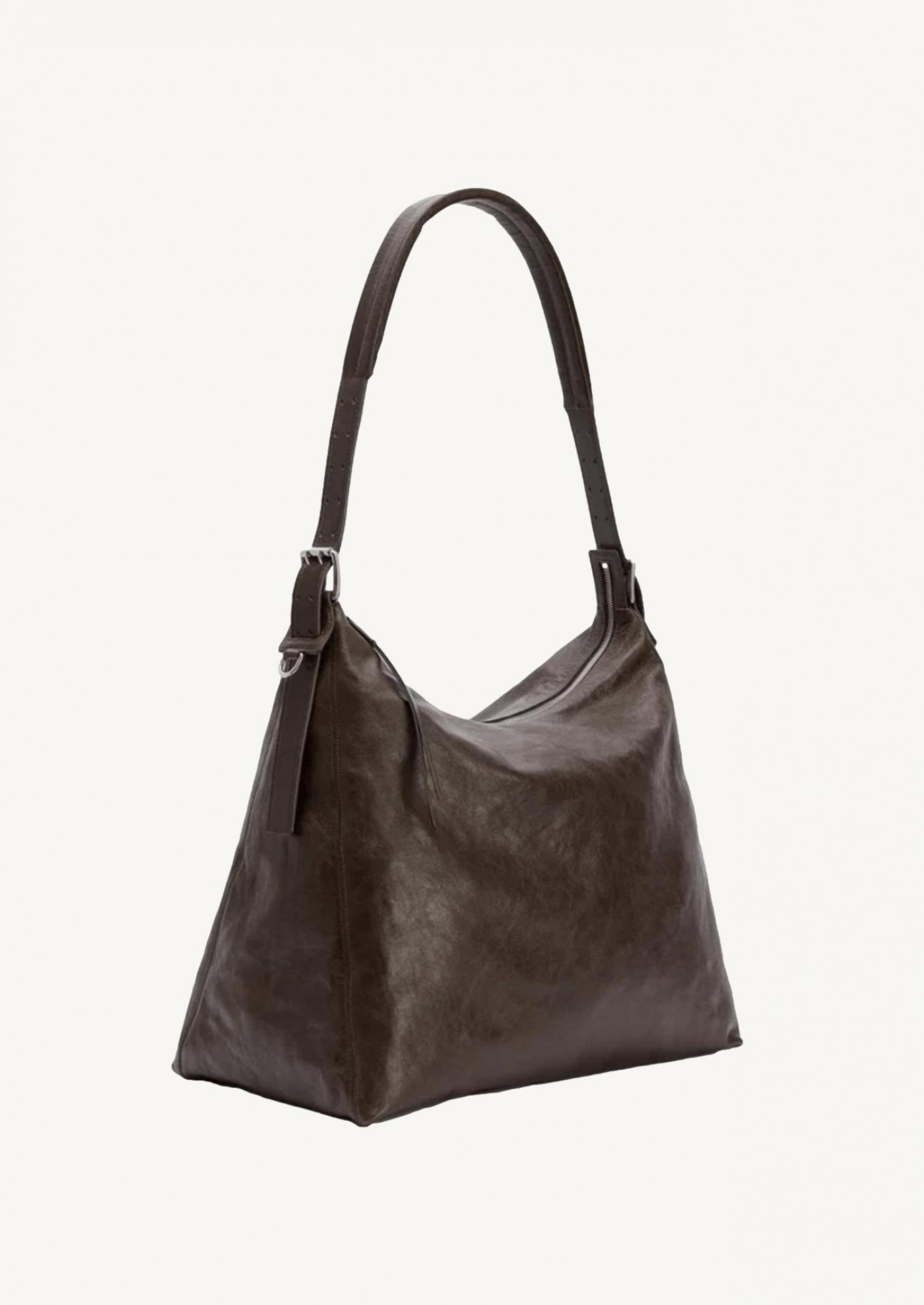 Dark brown hobo bag with shoulder strap