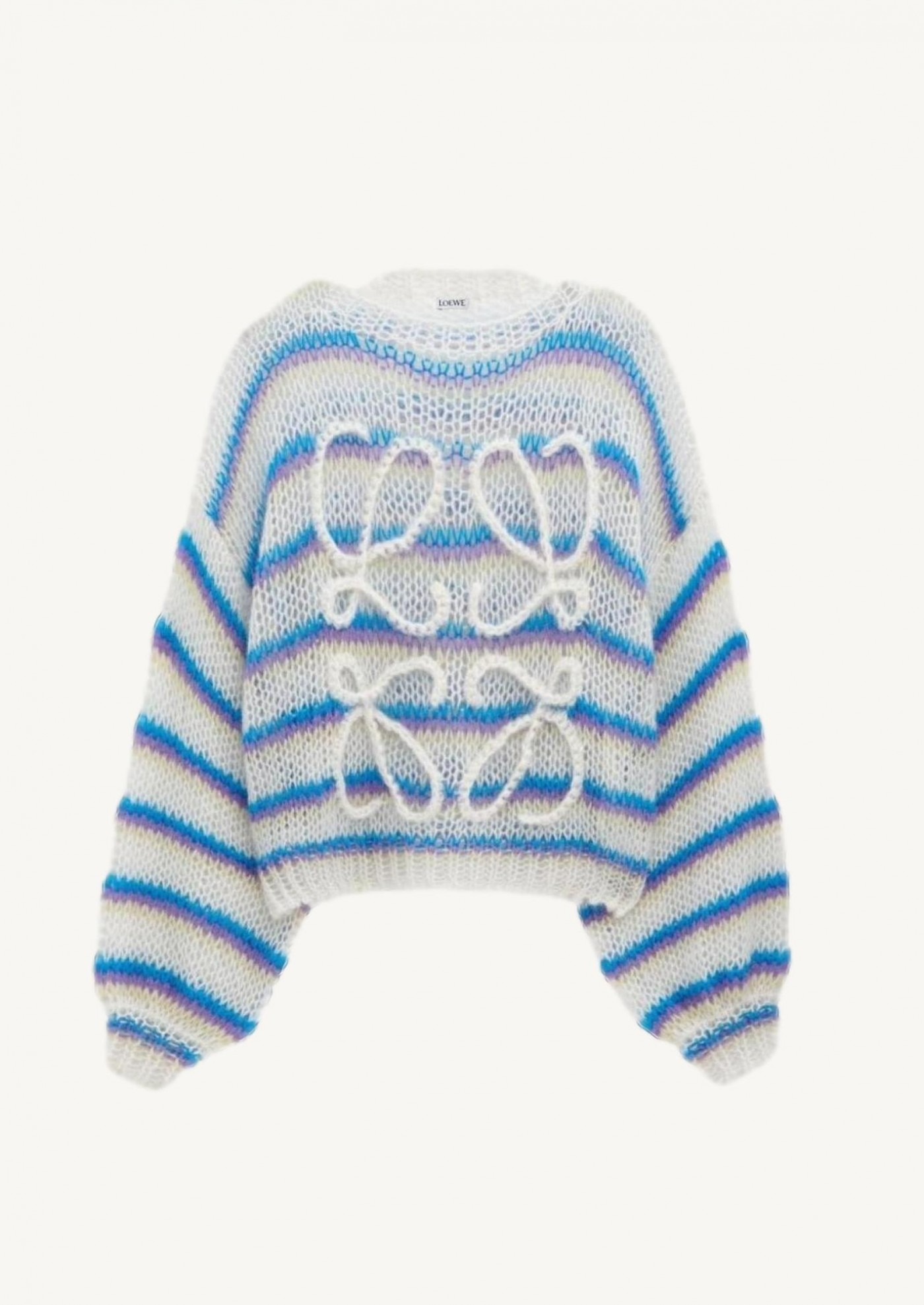 Anagram sweater in white multicolored mohair blend - Loewe