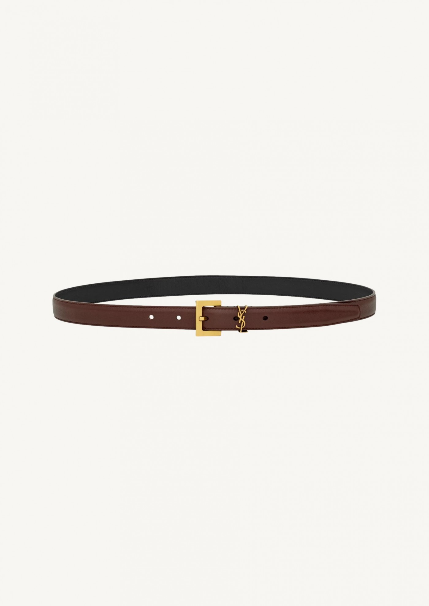 Fine ceinture cassandre en cuir lisse marron tan