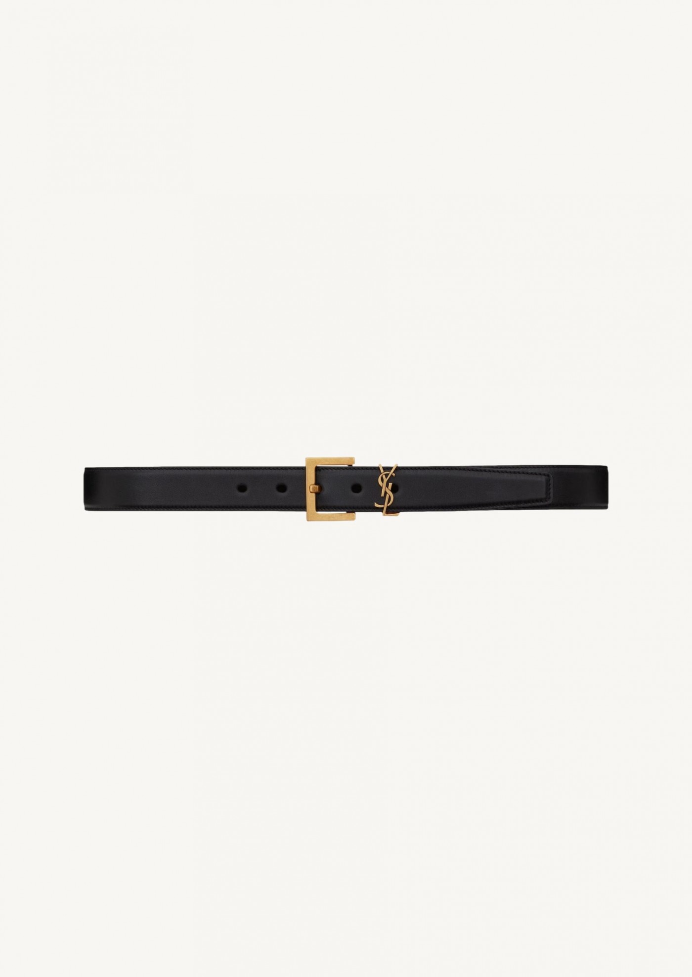 Cassandre belt in smooth black and gold leather