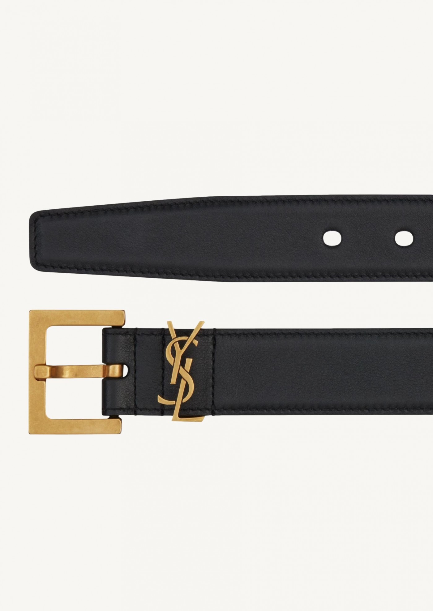 Cassandre belt in smooth black and gold leather