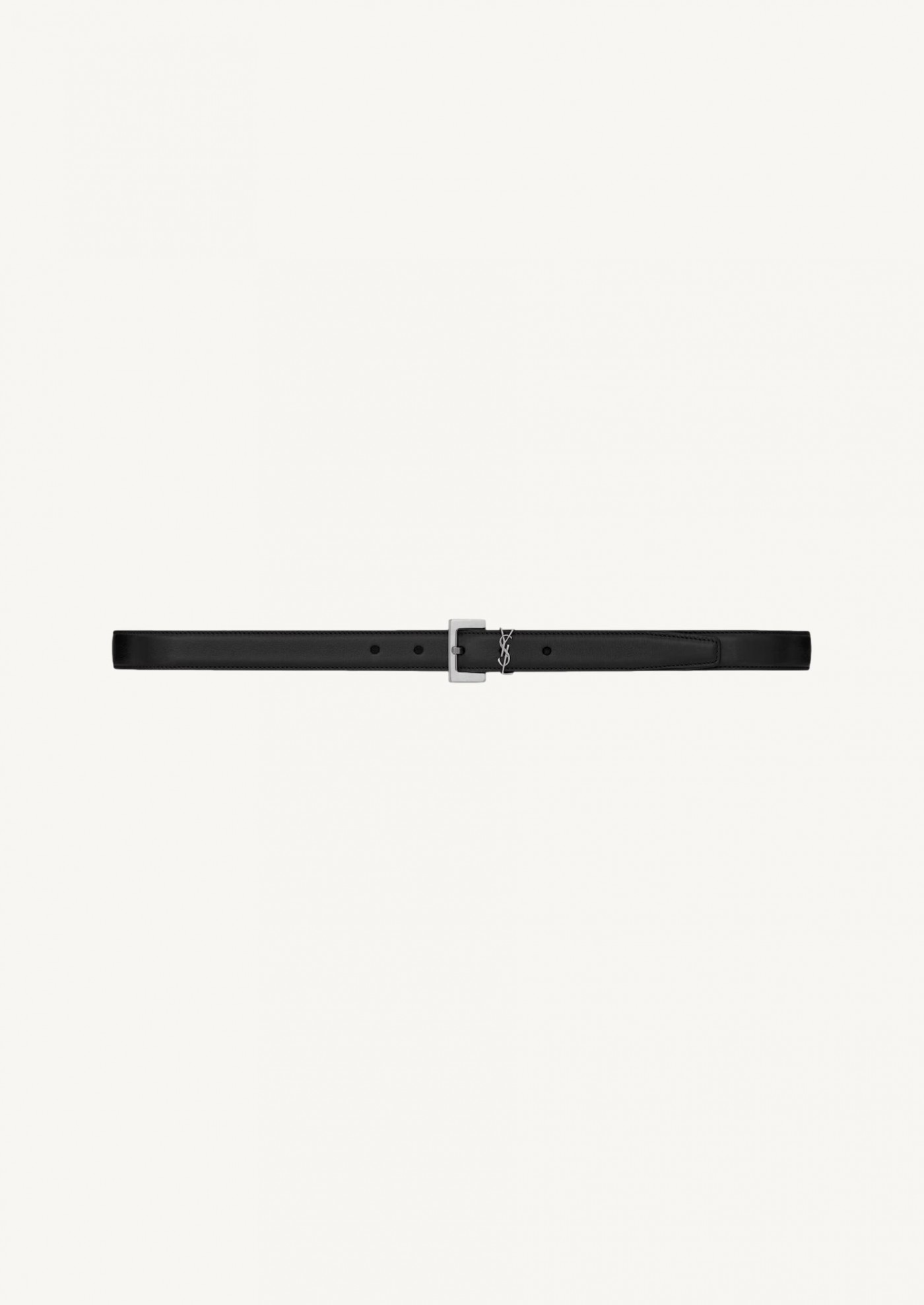 Fine Cassandre belt in smooth black and silver leather