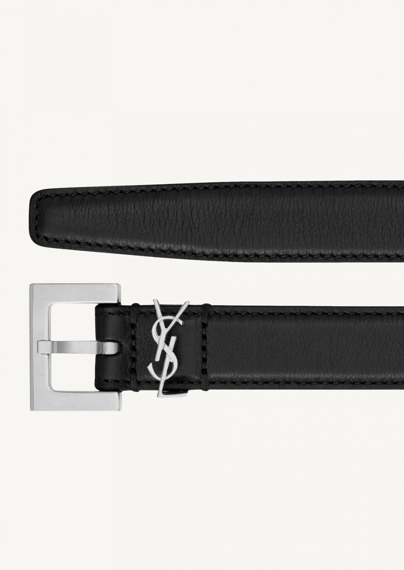 Fine Cassandre belt in smooth black and silver leather