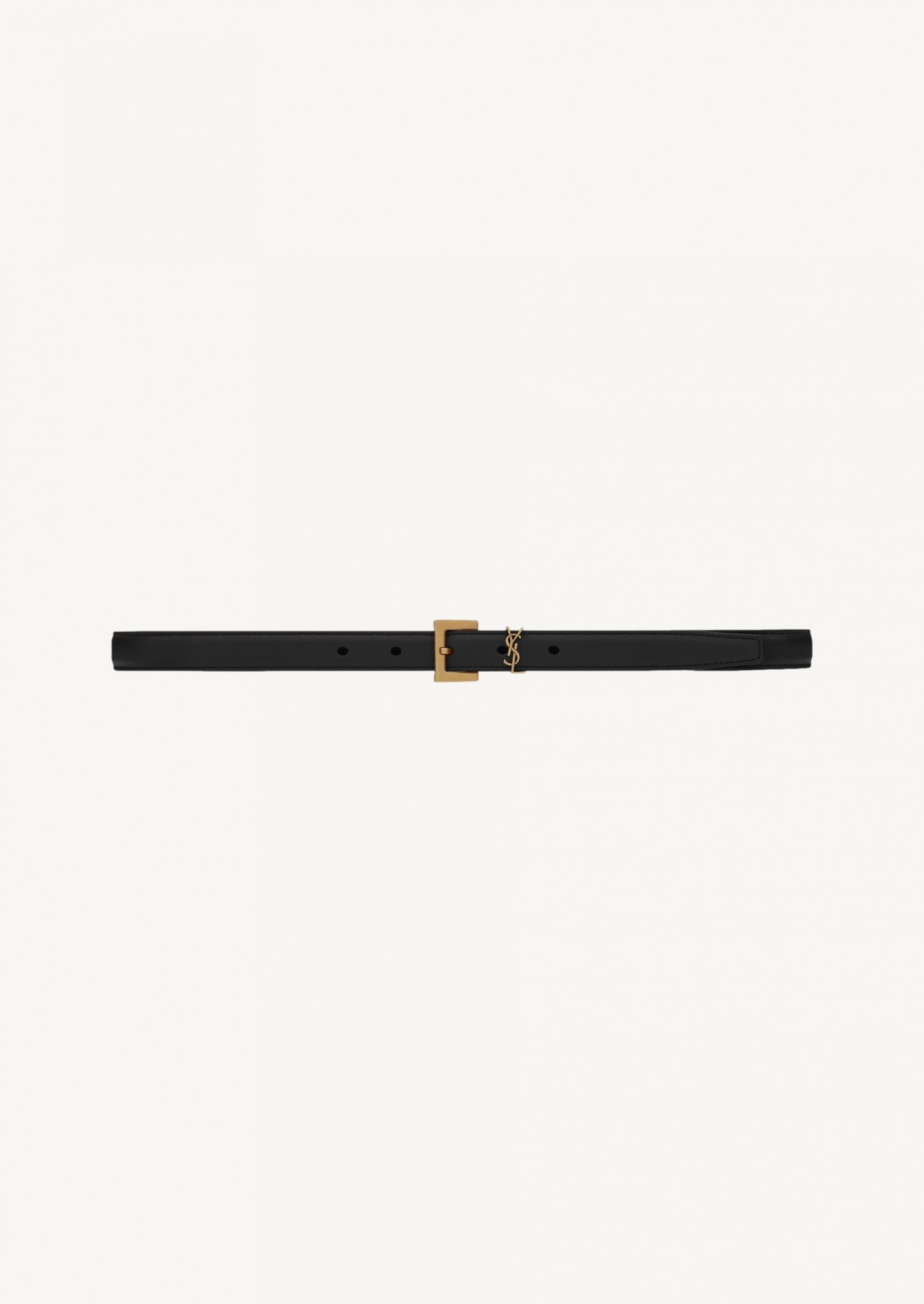 Thin Cassandre belt in smooth black and gold leather