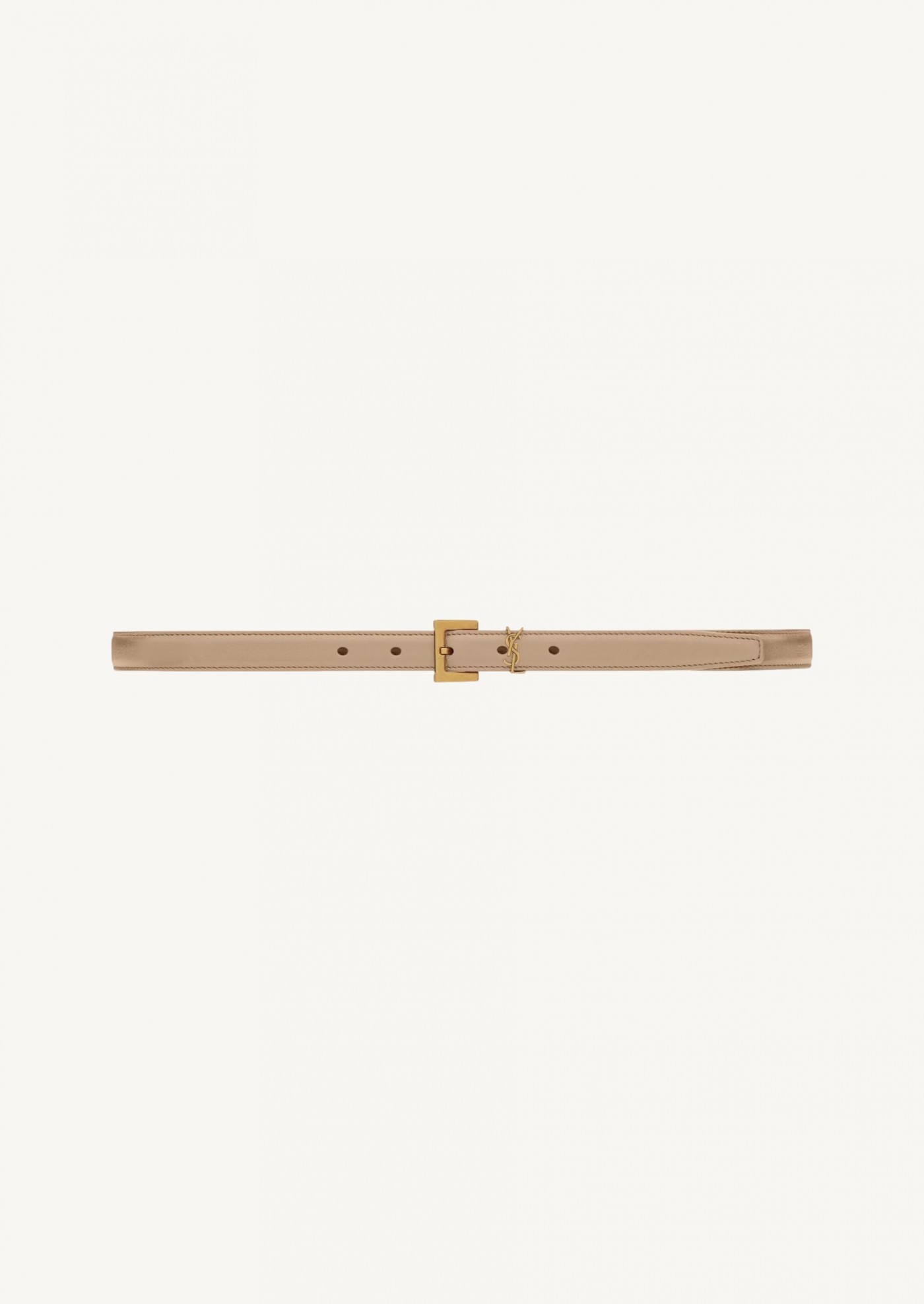 Fine Cassandre belt in smooth beige and gold leather
