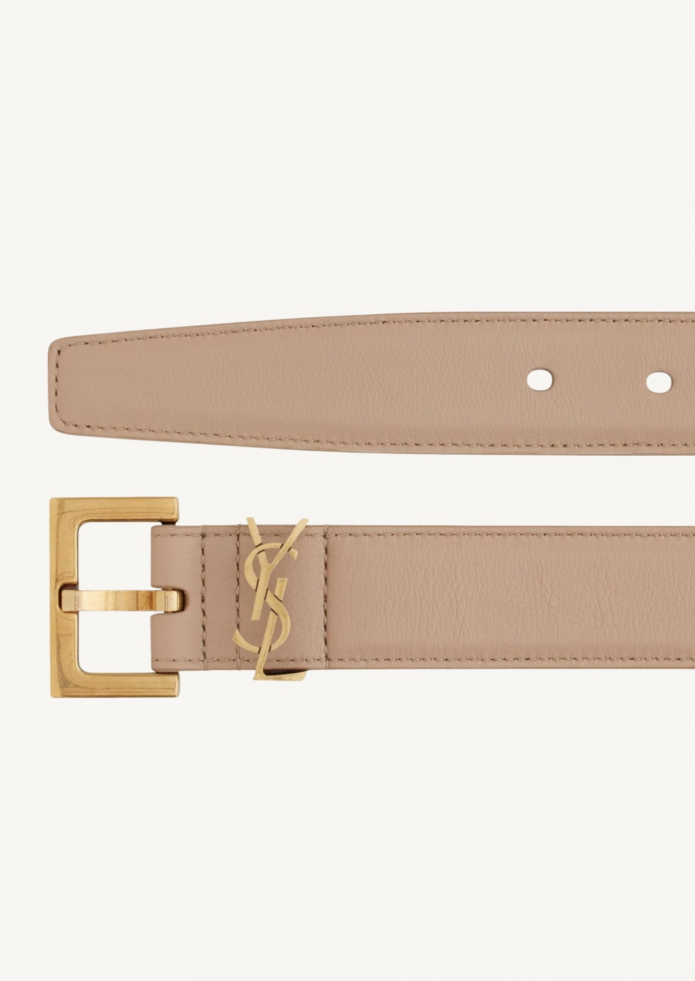Fine Cassandre belt in smooth beige and gold leather