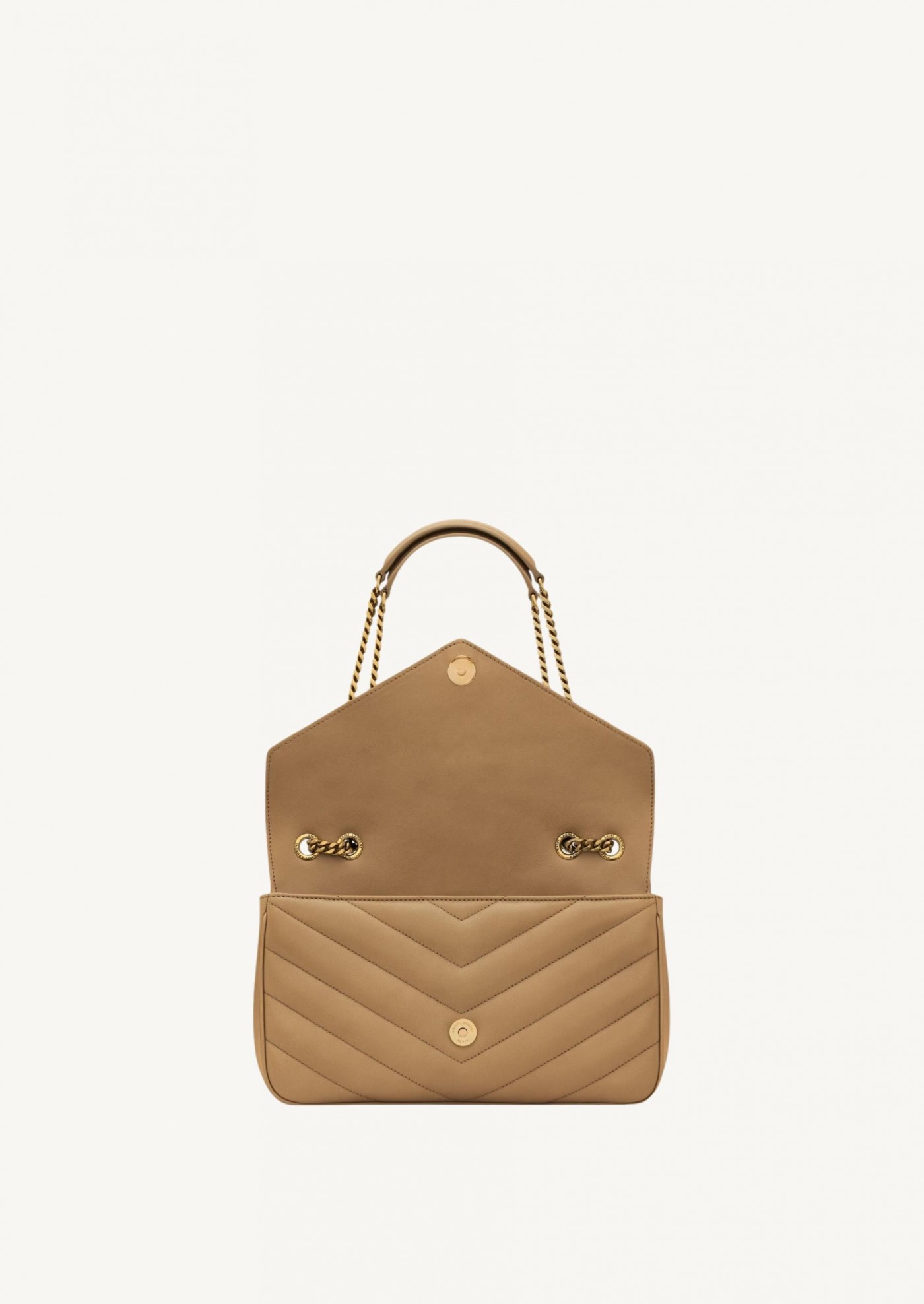 Loulou medium in beige and gold quilted leather Saint Laurent