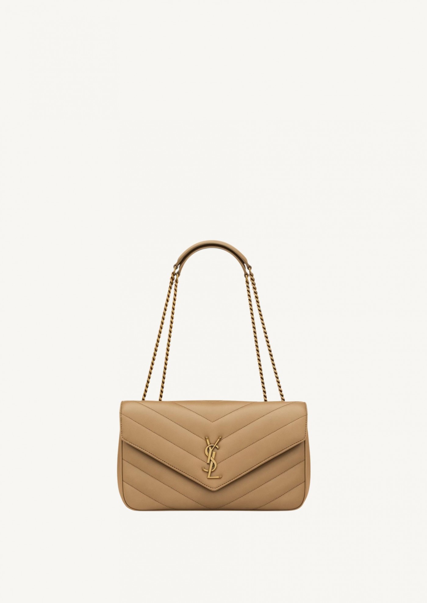 Loulou medium in beige and gold quilted leather